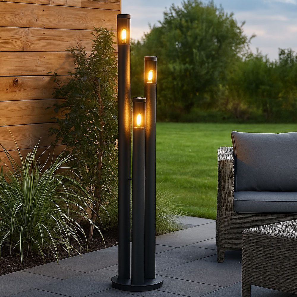 GLOBO LIGHTING LED Außen-Stehlampe, Leuchtmittel inklusive, Warmweiß, Außenlampe Standleuchte Wegeleuchten Außen Edelstahl Gartenleuchte