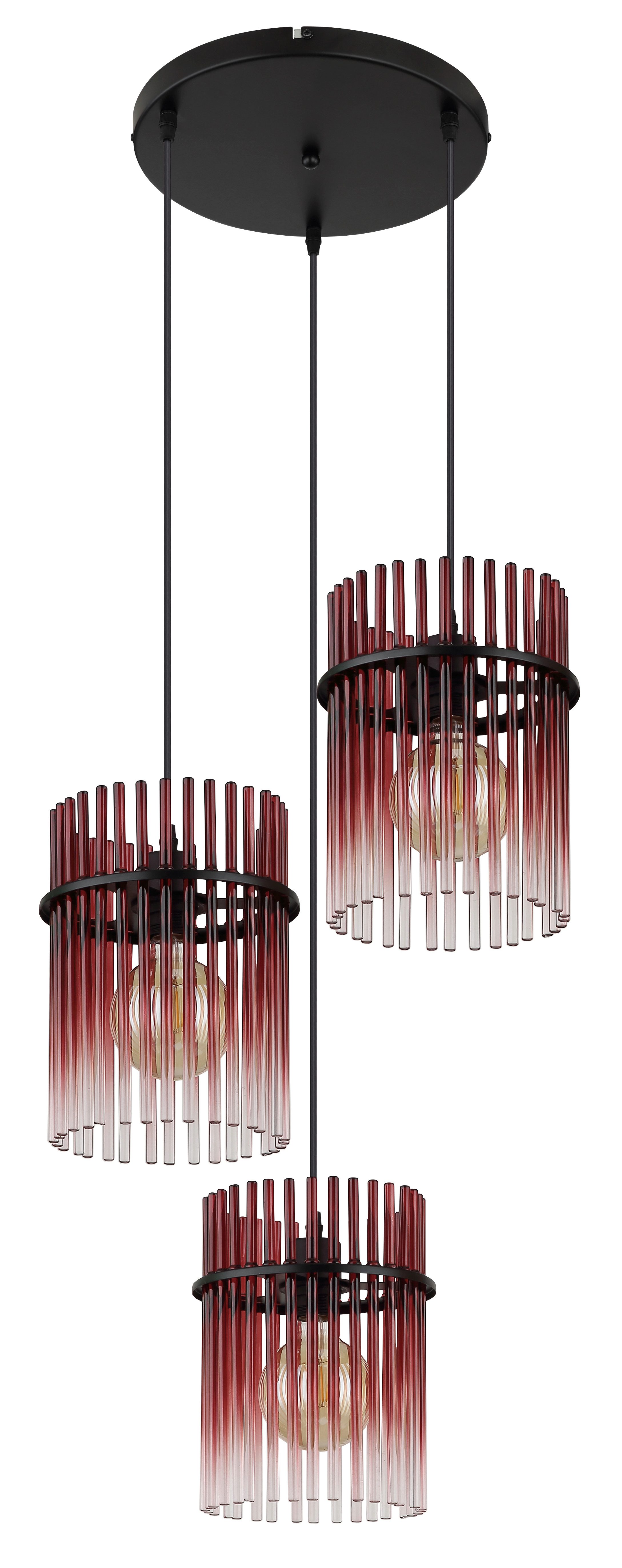 GLOBO LIGHTING Hängeleuchte GORLEY, ohne Leuchtmittel, Hängelampe Glasstäbe amber klar verlaufend elegant Wohnzimmer