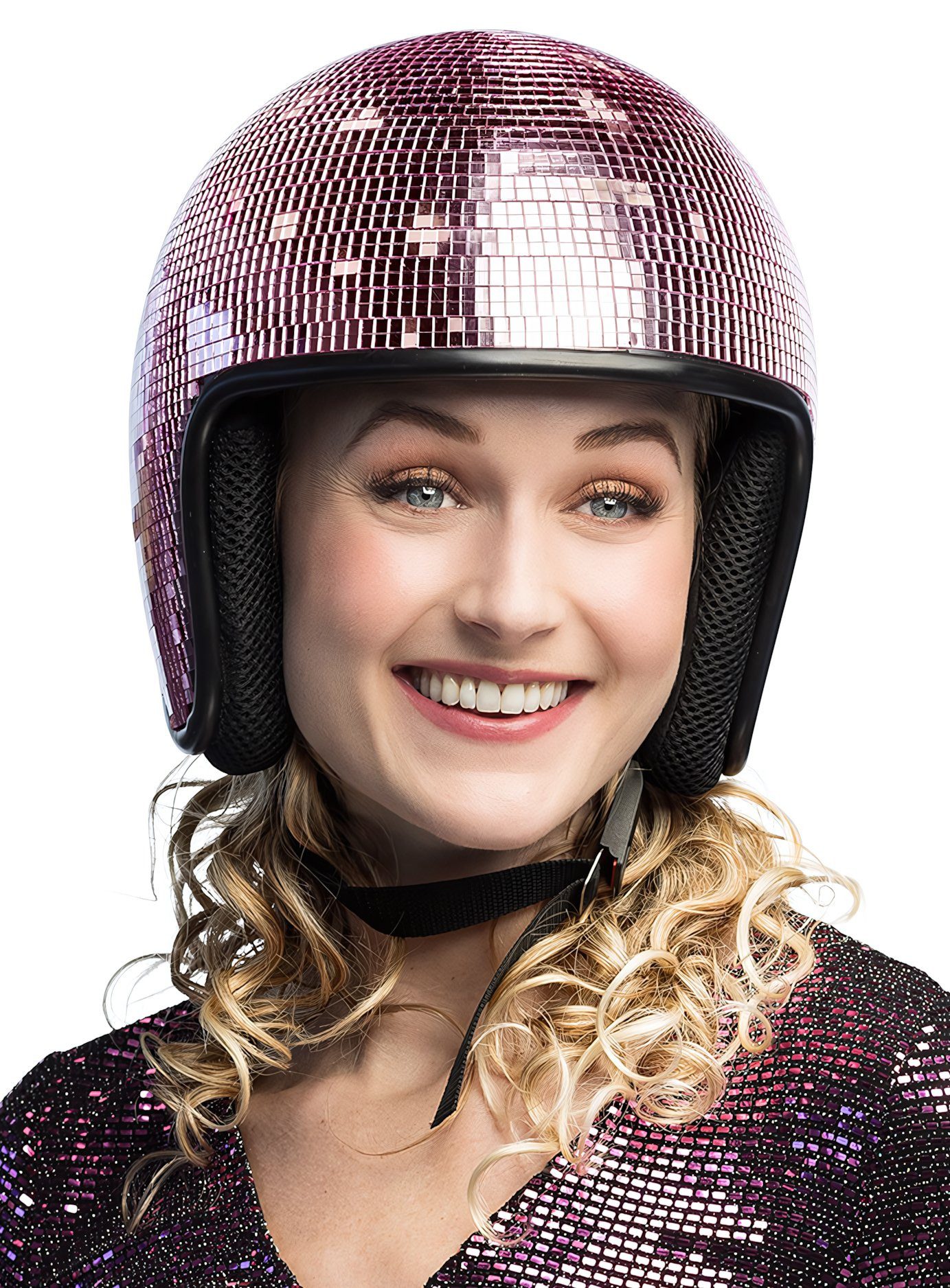 Boland Kostüm Disco Helm rosa, Die Discokugel für den Kopf!
