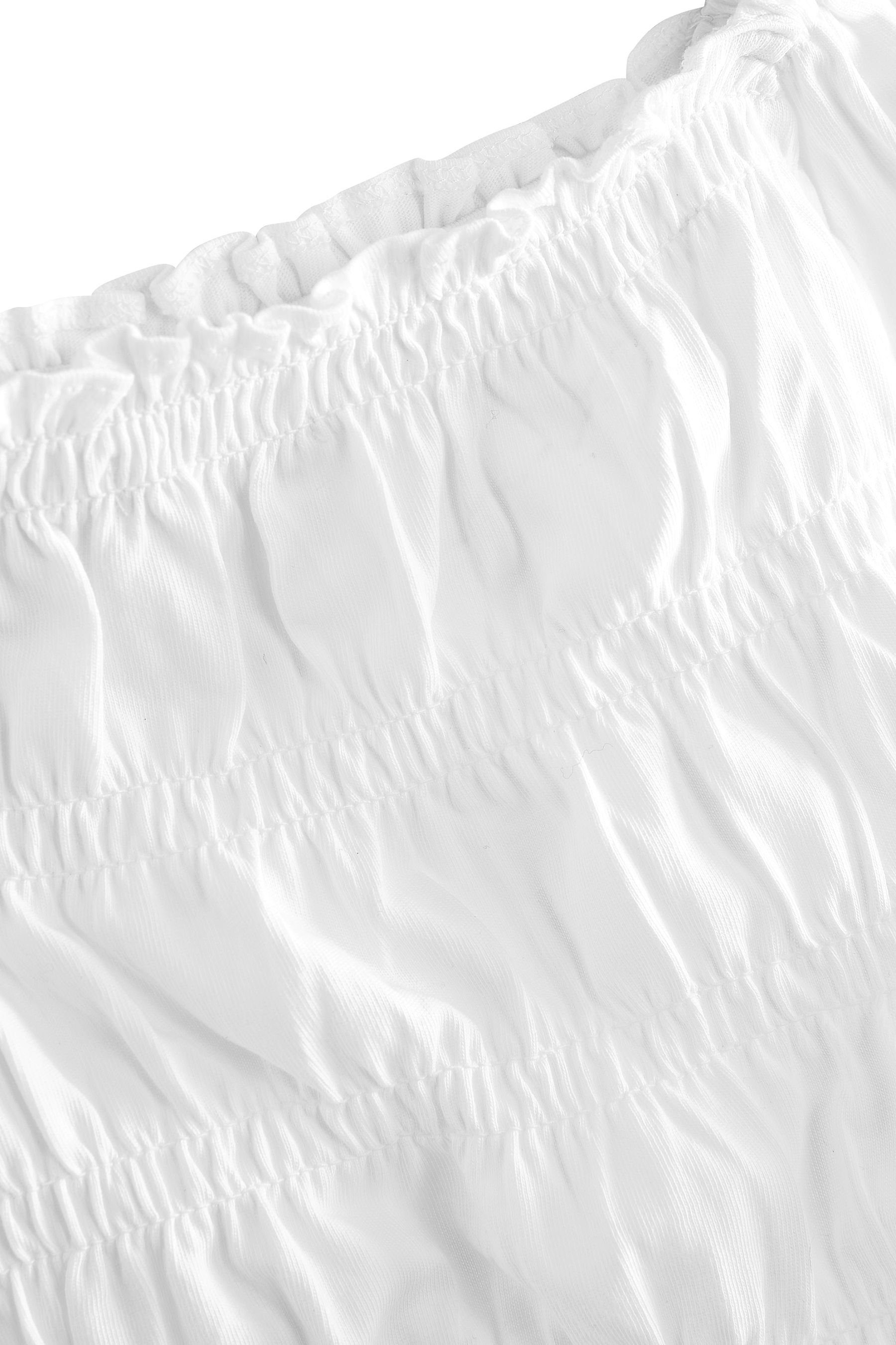 Oberteil Puffärmeln White Next T-Shirt (1-tlg) mit Gesmoktes