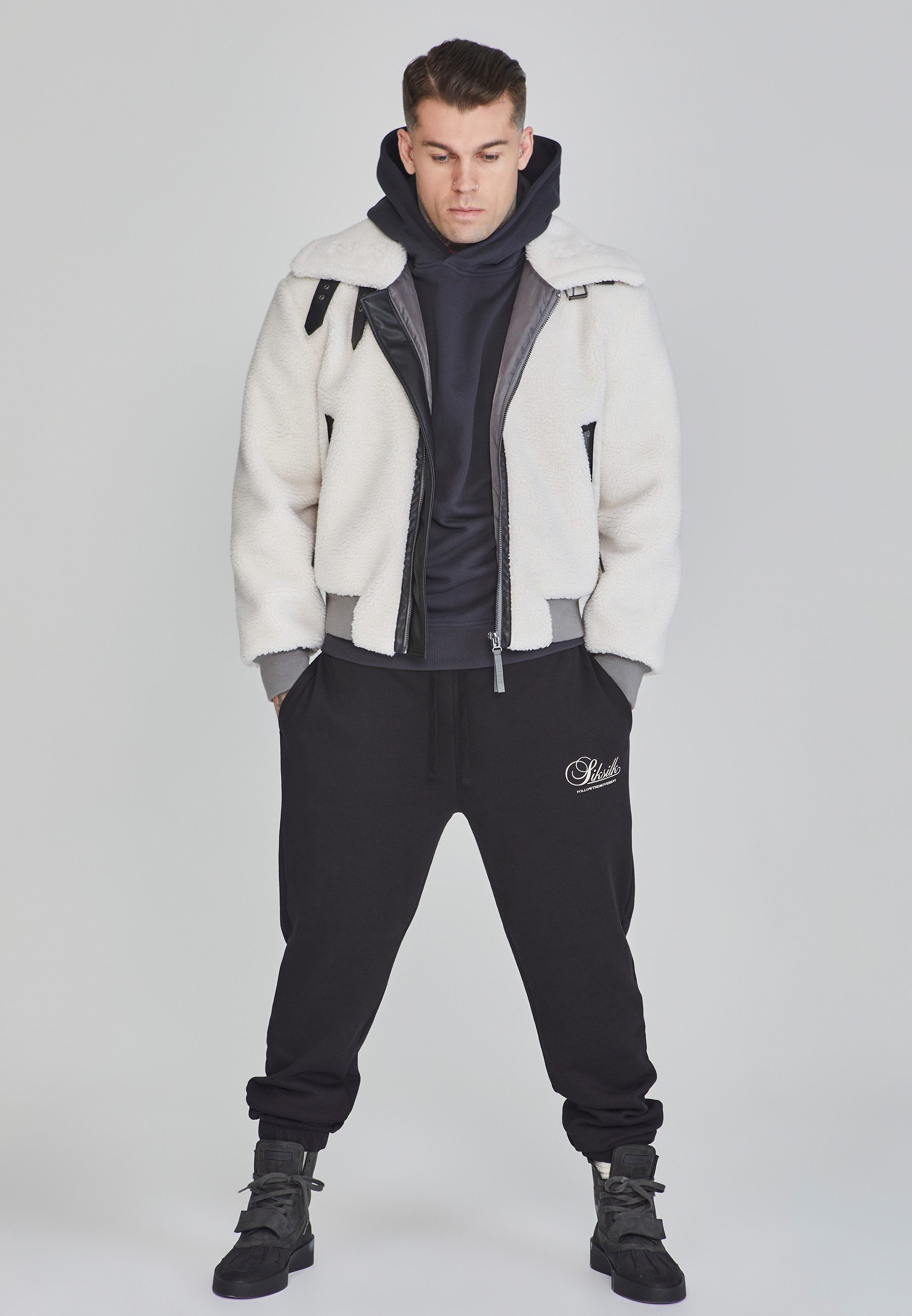 Siksilk Bomberjacke SikSilk Herren Ecru Bomberjacke günstig online kaufen