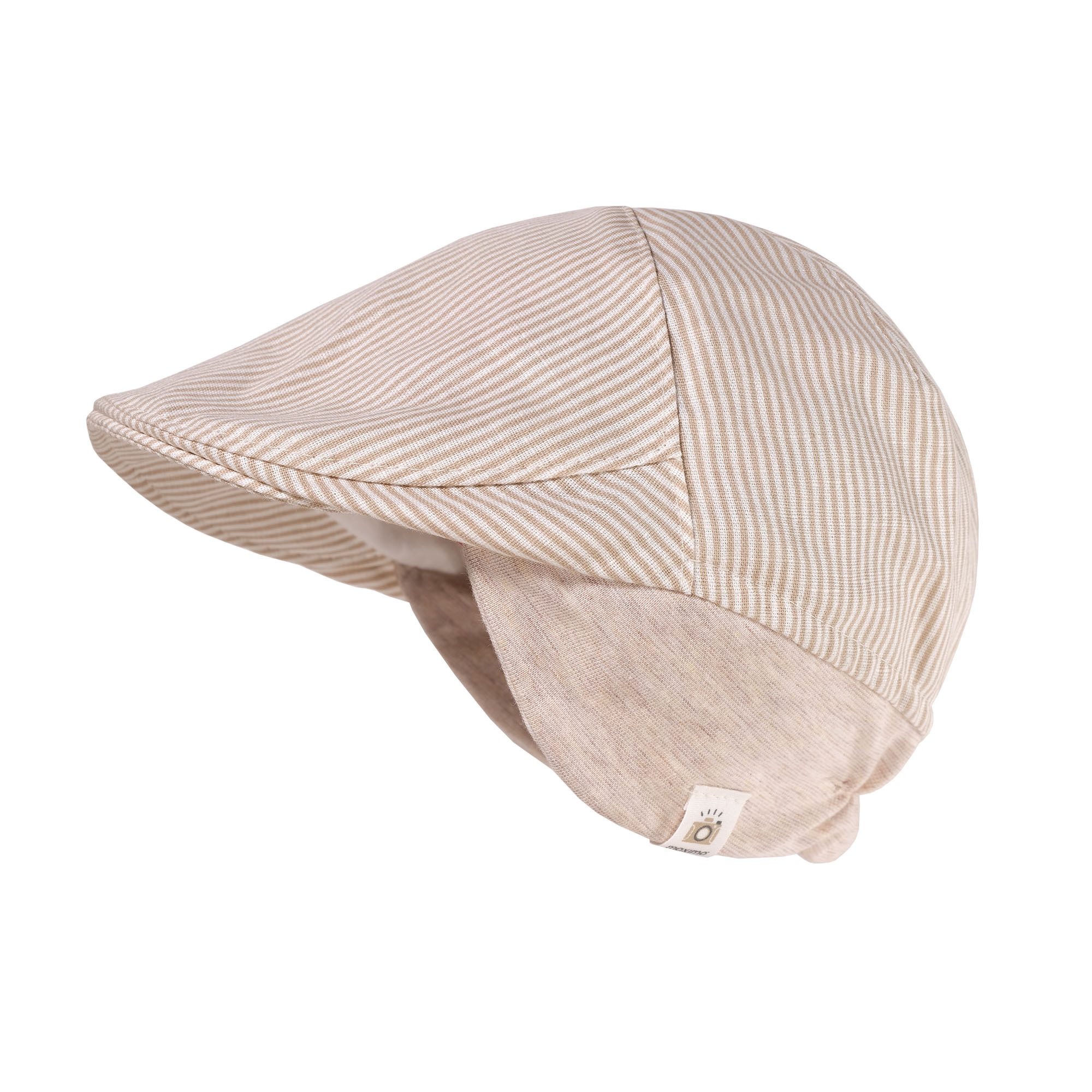 MAXIMO Schiebermütze BABY BOY-Schiebermütze Jerseyohrenteil, Streifenstoff Leinenmischung (1-St) Festiv