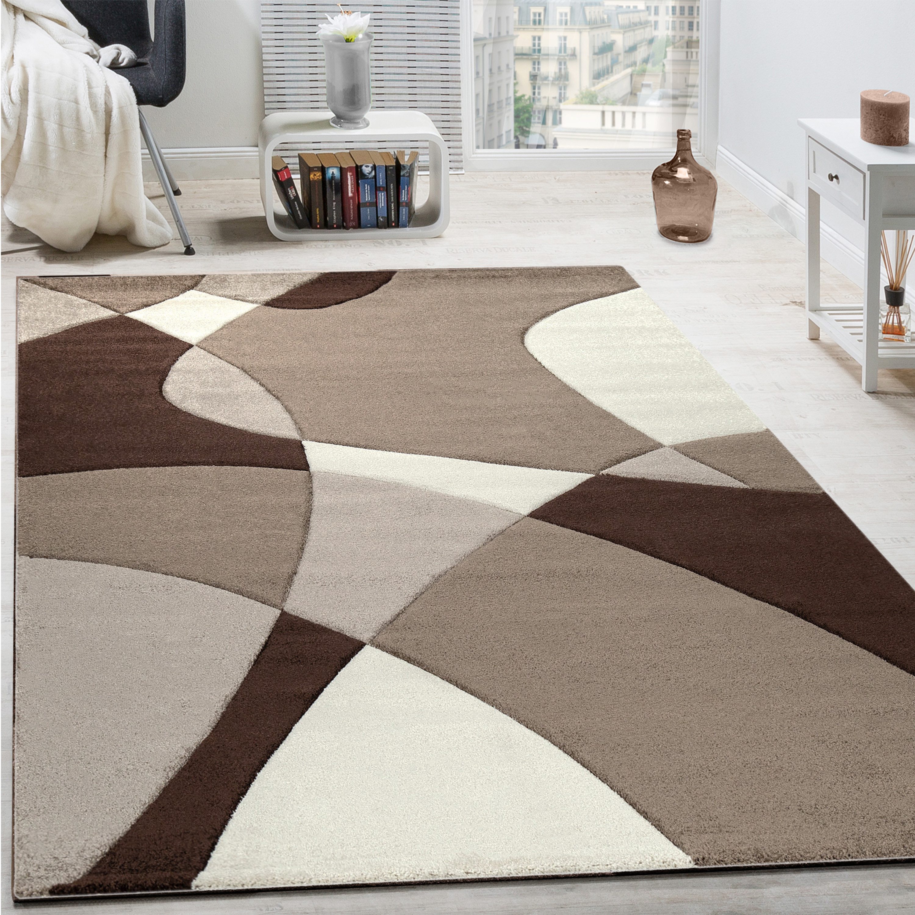 Paco Home Läufer Diamond 664, rechteckig, Höhe: 18 mm, Teppich-Läufer, Kurzflor, 3D-Design, modernes geometrisches Muster