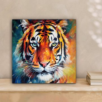 OneMillionCanvasses® Leinwandbild Tiger - Tiere - Ölgemälde - Kunst, (1 St), Leinwand Bilder für Wohnzimmer Schlafzimmer, 20x20 cm
