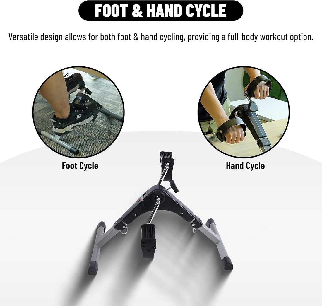 Endless Multitrainer Folding Pedal Exerciser with LCD, Monitor Under Desk Heimtrainer, (Das Paket enthält 1 klappbaren Pedaltrainer, Material: Legierter Stahl), Klappbares Pedal, Arm- und Bein-Übungspeddler, platzsparendes Design