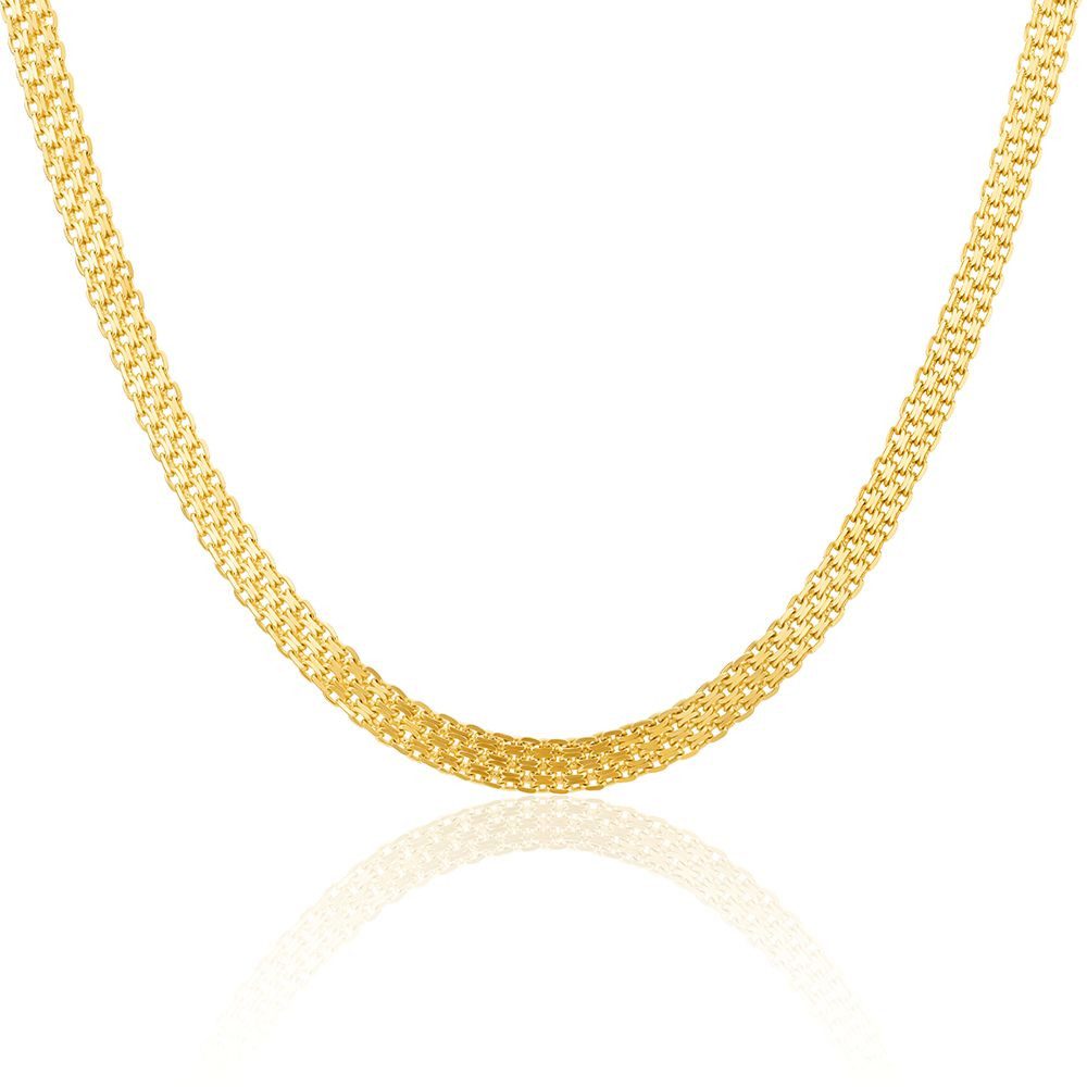 Miore Kette ohne Anhänger SIL020N - 18 kt vergoldete Mesh Kette 45 cm - 925 Sterling Silber, Kettendicke ca. 4 mm - Made in Italy