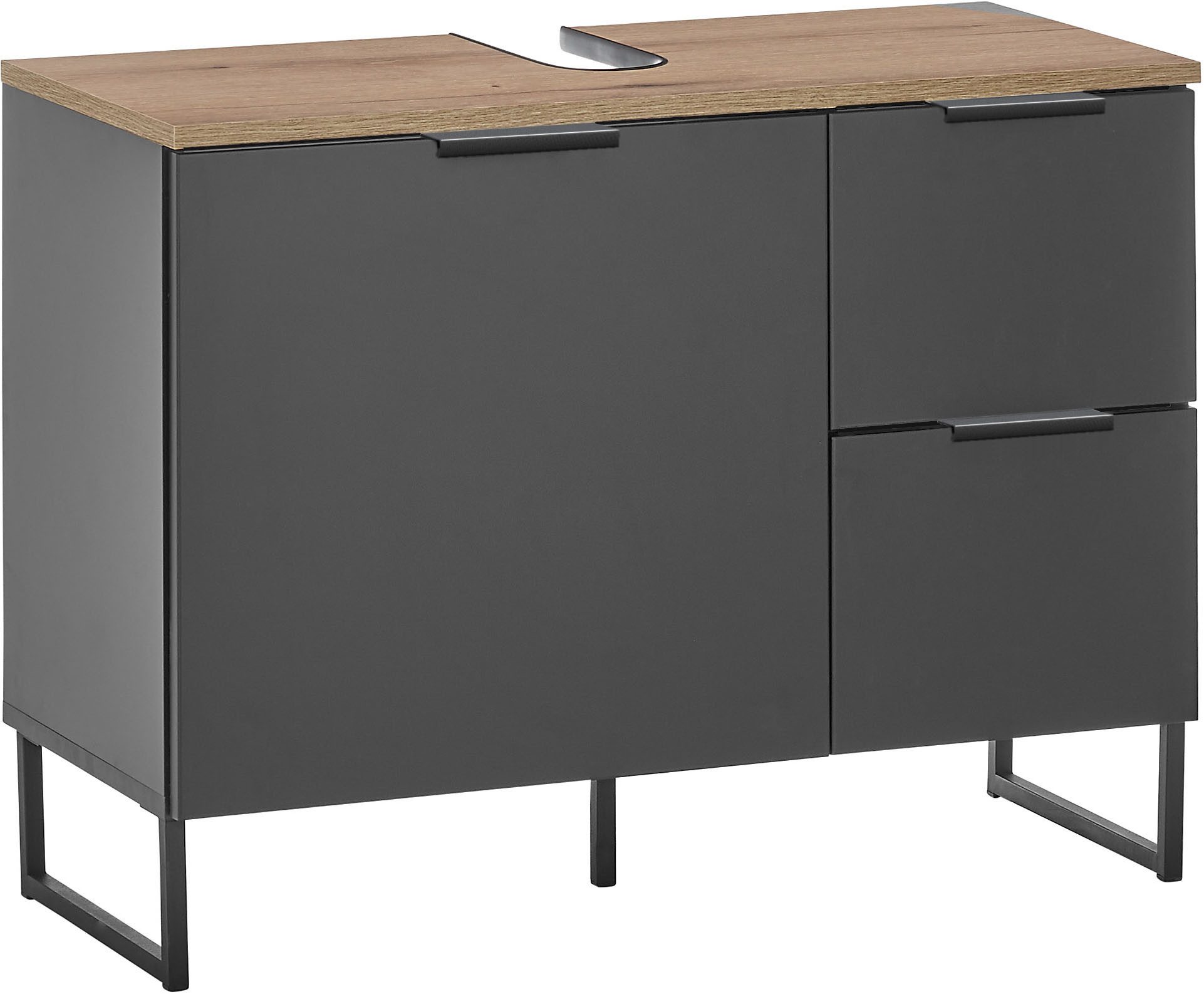 BASIC by Balculina Waschbeckenunterschrank Denver Waschbeckenunterschrank, Badezimmerschrank BxHxT 80x60x35 (1-St) Breite 80 cm, Tür L/R montierbar, Softclose