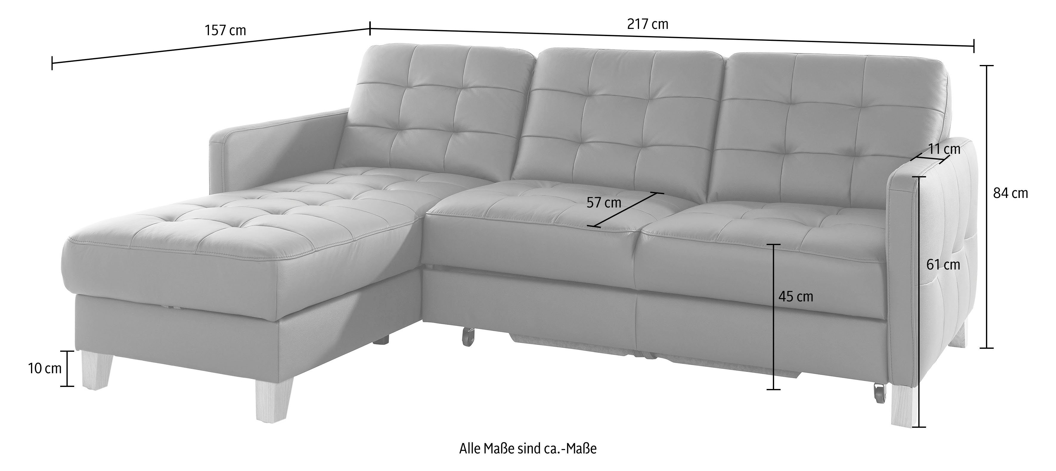 exxpo - sofa fashion Ecksofa Elio, kompakt, bequem & zeitloses Design, Breite 217cm, L-Form, wahlweise mit Bettfunktion