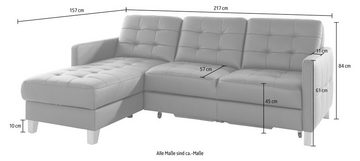exxpo - sofa fashion Ecksofa Elio, L-Form, wahlweise mit Bettfunktion