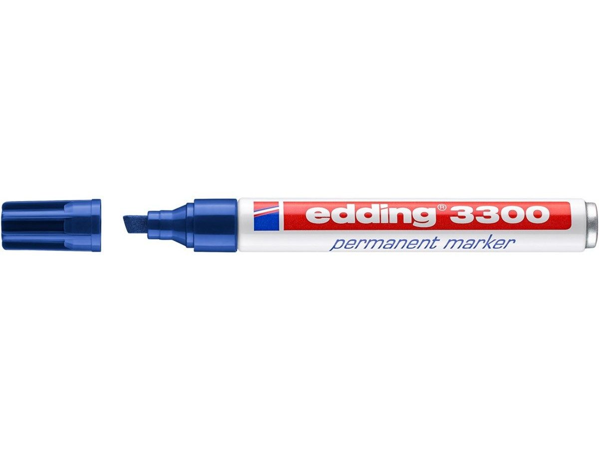 edding Permanentmarker Permanentmarker 3300 Keilspitze blau, geruchsarme Tinte