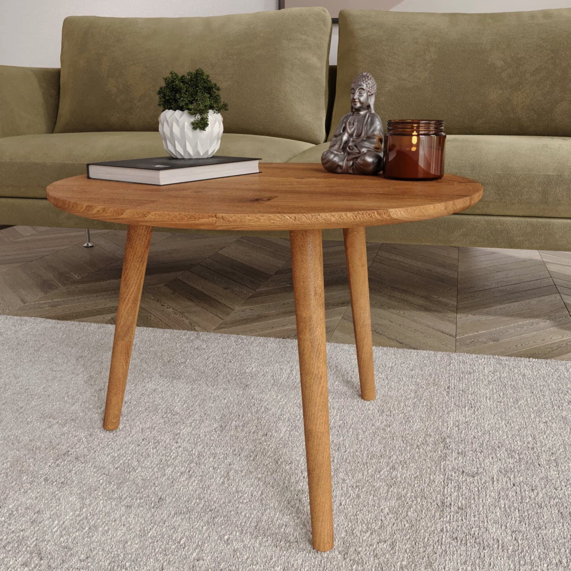 Modern Series, Wohnzimmertisch Rund Couchtisch Oviedo und Stylisch Gozos Massivholz, aus Massivholz, aus