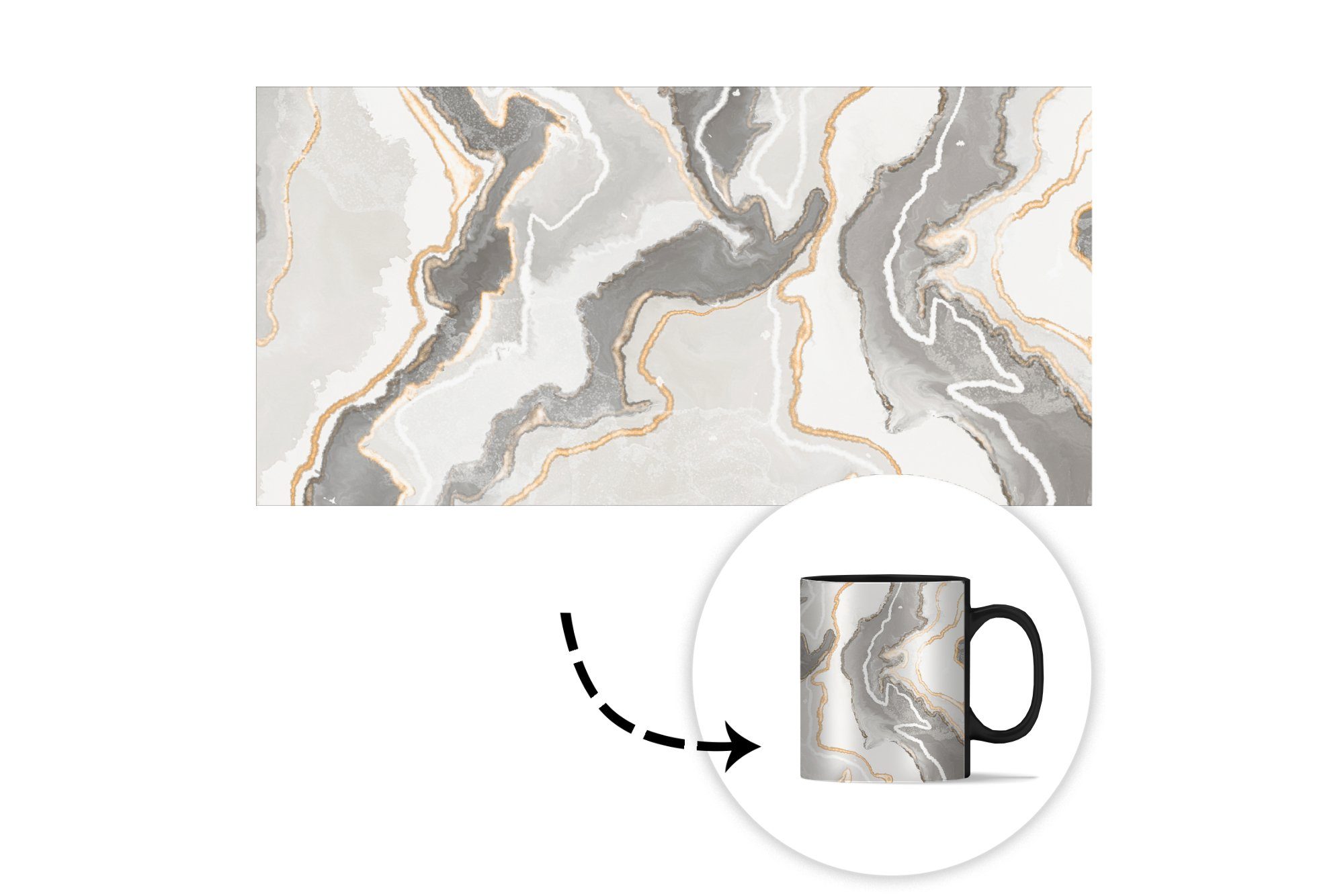 MuchoWow Tasse Marmor - Grau Keramik, - Farbwechsel, Muster, Teetasse, Geschenk Zaubertasse, Kaffeetassen