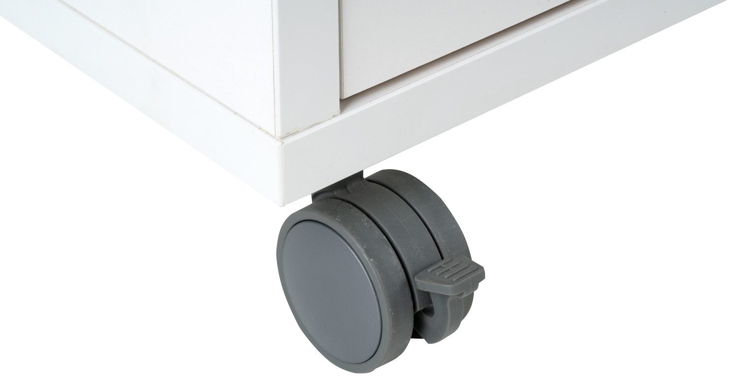Tvilum Rollcontainer PRIMA, 48 x 68 cm, Weiß, 4 Schubladen, mit Rollen, mit abschließbarer Schublade