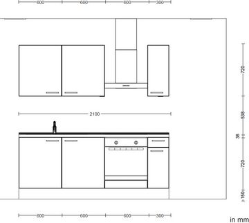 nobilia® Küchenzeile "Riva basic", vormontiert, Ausrichtung wählbar, Breite 210 cm, ohne E-Geräte