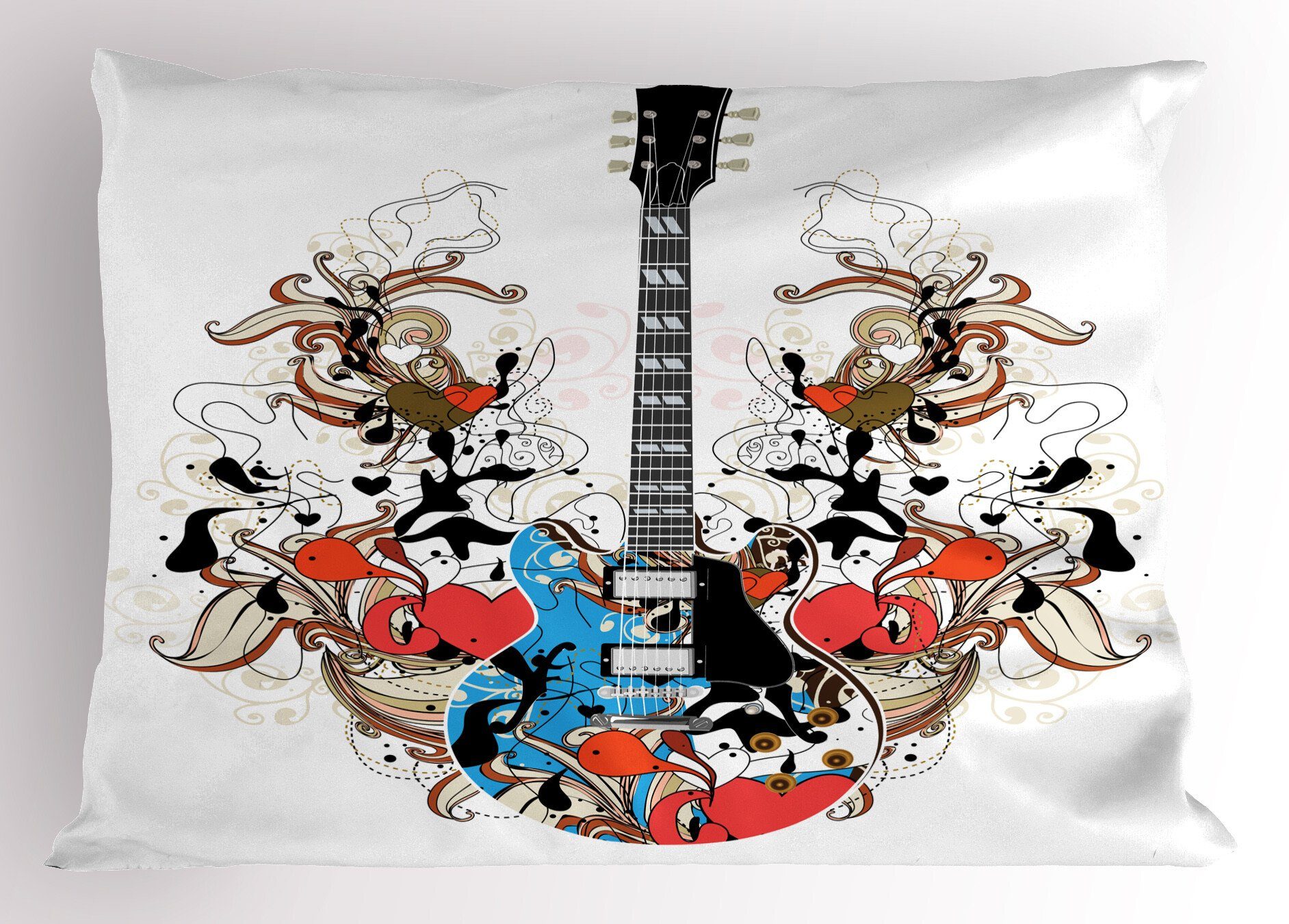 Kunstwerk Abakuhaus Kissenbezüge (1 Kopfkissenbezug, Gitarre Stück), von Curls Dekorativer Gedruckter Size Standard Flourishes