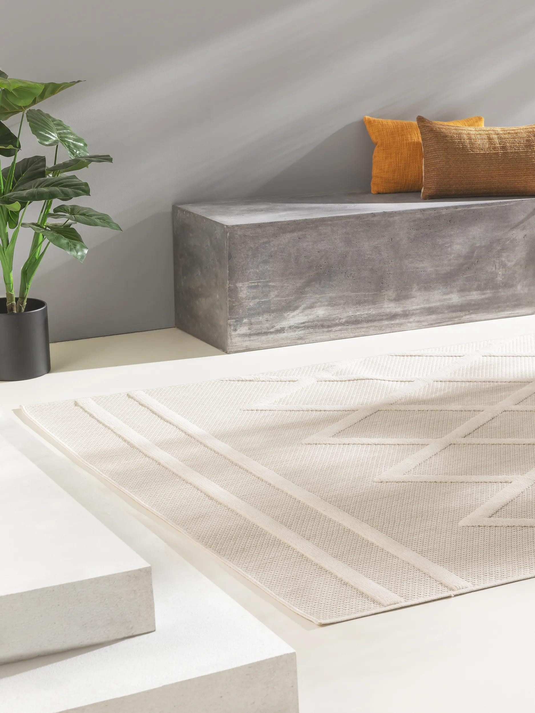 benuta Outdoorteppich Bonte, rechteckig, Höhe: 5 mm, Teppich Wohnzimmer, Schlafzimmer, Esszimmer, Flur, Kunstfaser, Cozy