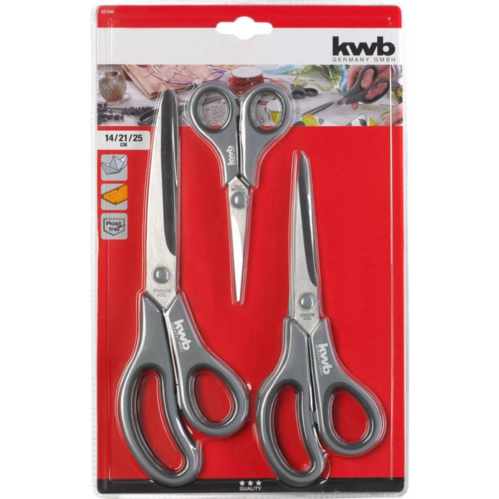 kwb Universalschere Scheren-Set aus Edelstahl, 3-teilig, diverse Längen (135 21595