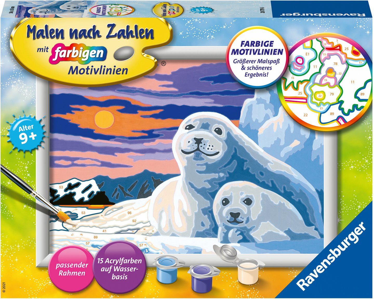 Ravensburger Раскрась по номерам Niedliche Robben, Made in Europe