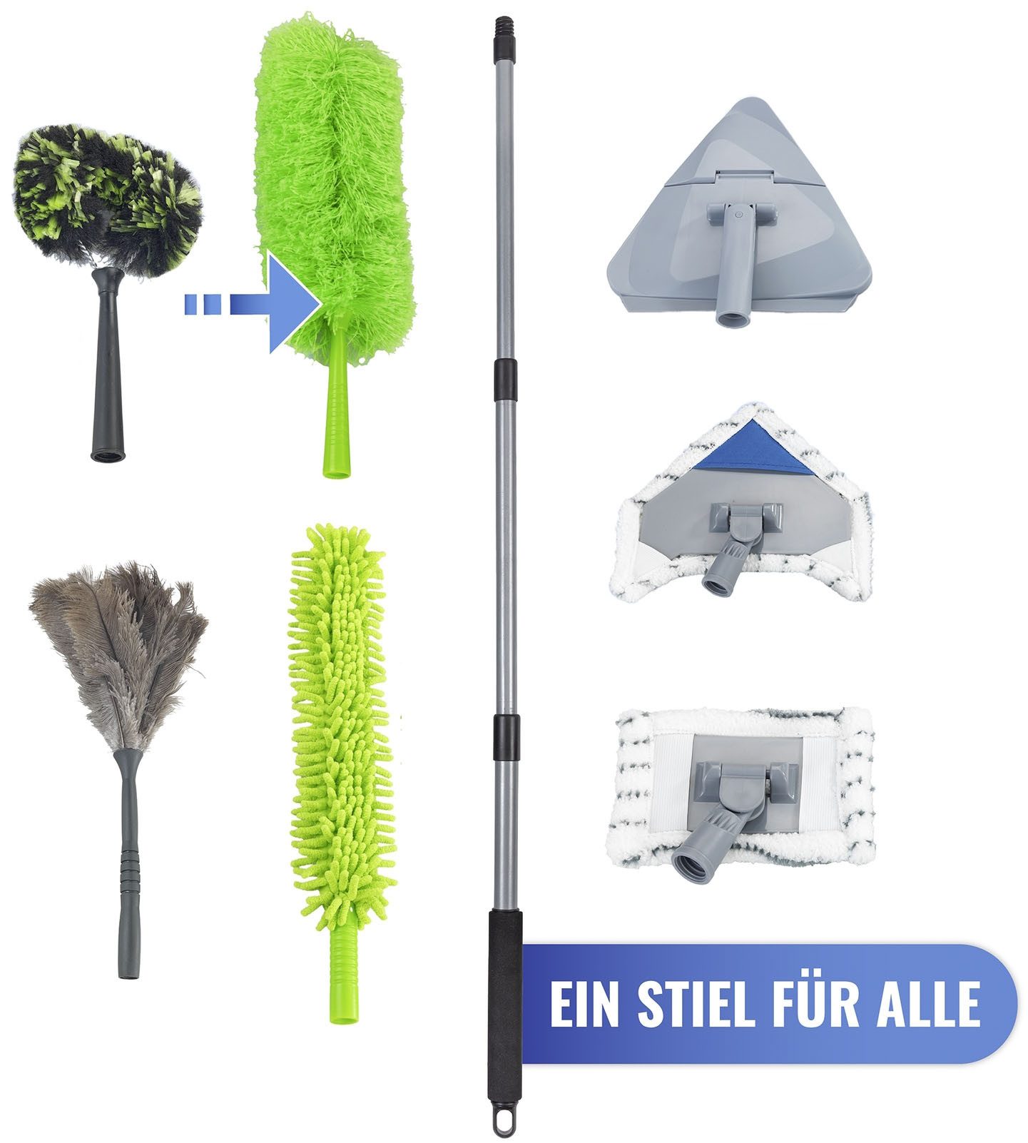 Maximex Staubwedel Mikrofaser mit Teleskopstiel und Knickgelenk, Staubwischer, antistatische Fasern, Reinigungswinkel bis zu 90° – Bild 4 von 5