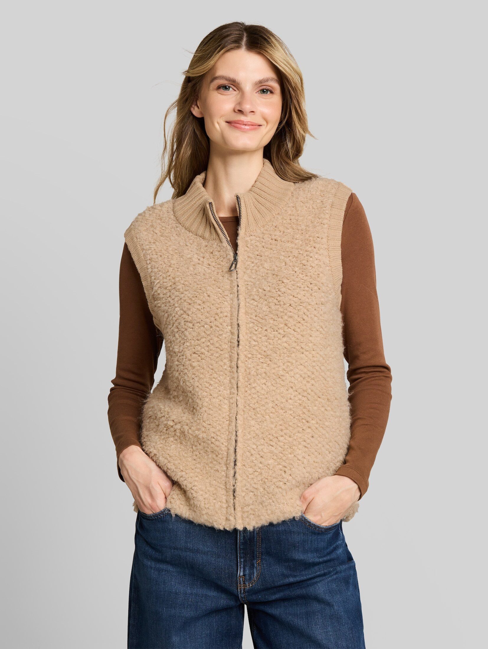 TOM TAILOR Cardigan Pullover & Strickjacken Bouclé Pullunder mit Reißverschluss