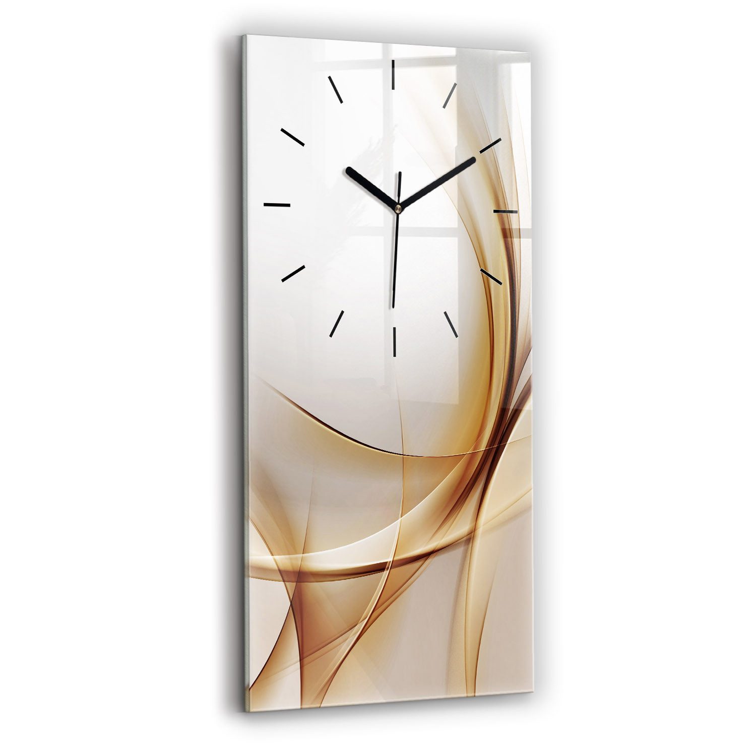 Tulup Wanduhr Rechteckige Glasuhr Goldene Abstrakte Uhr aus gehärtetem Glas