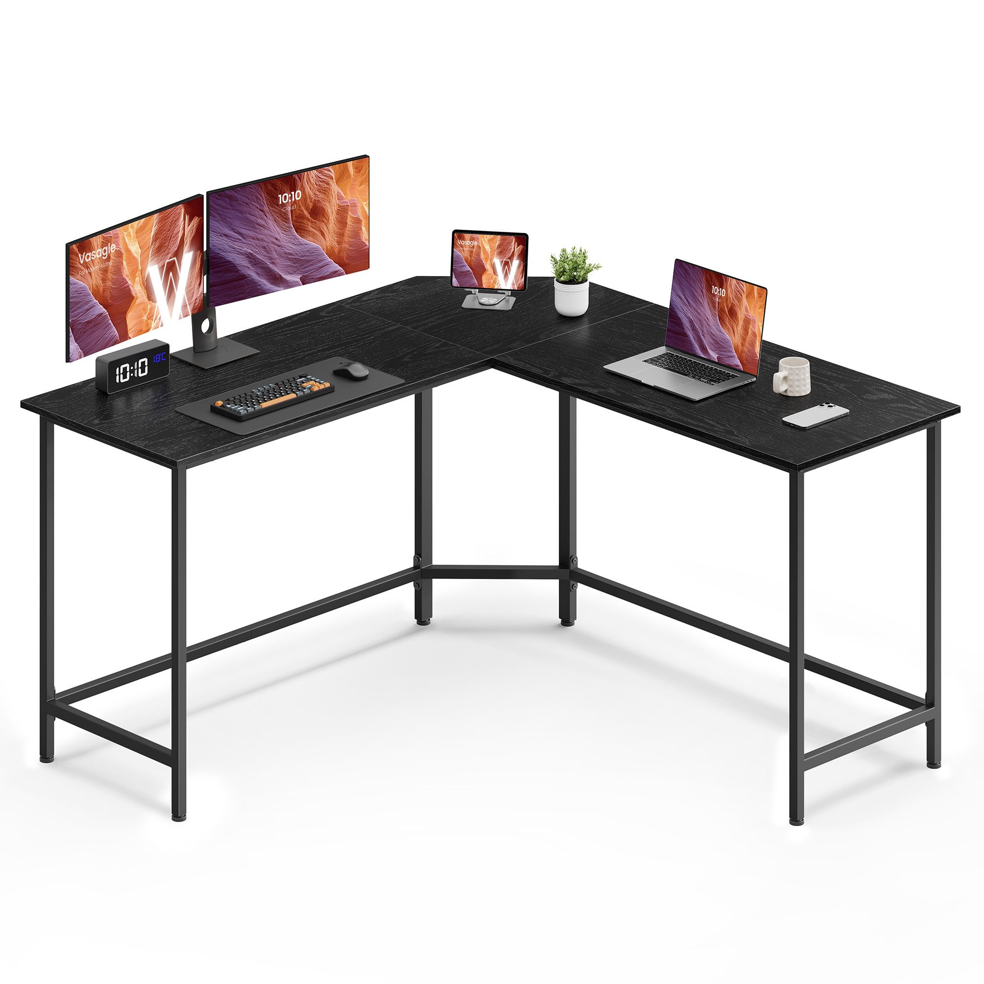 VASAGLE Schreibtisch L-förmiger Computertisch, Eckschreibtisch, Gaming, Homeoffice, 140 x 140 x 76 cm, platzsparender Bürotisch, einfacher Aufbau