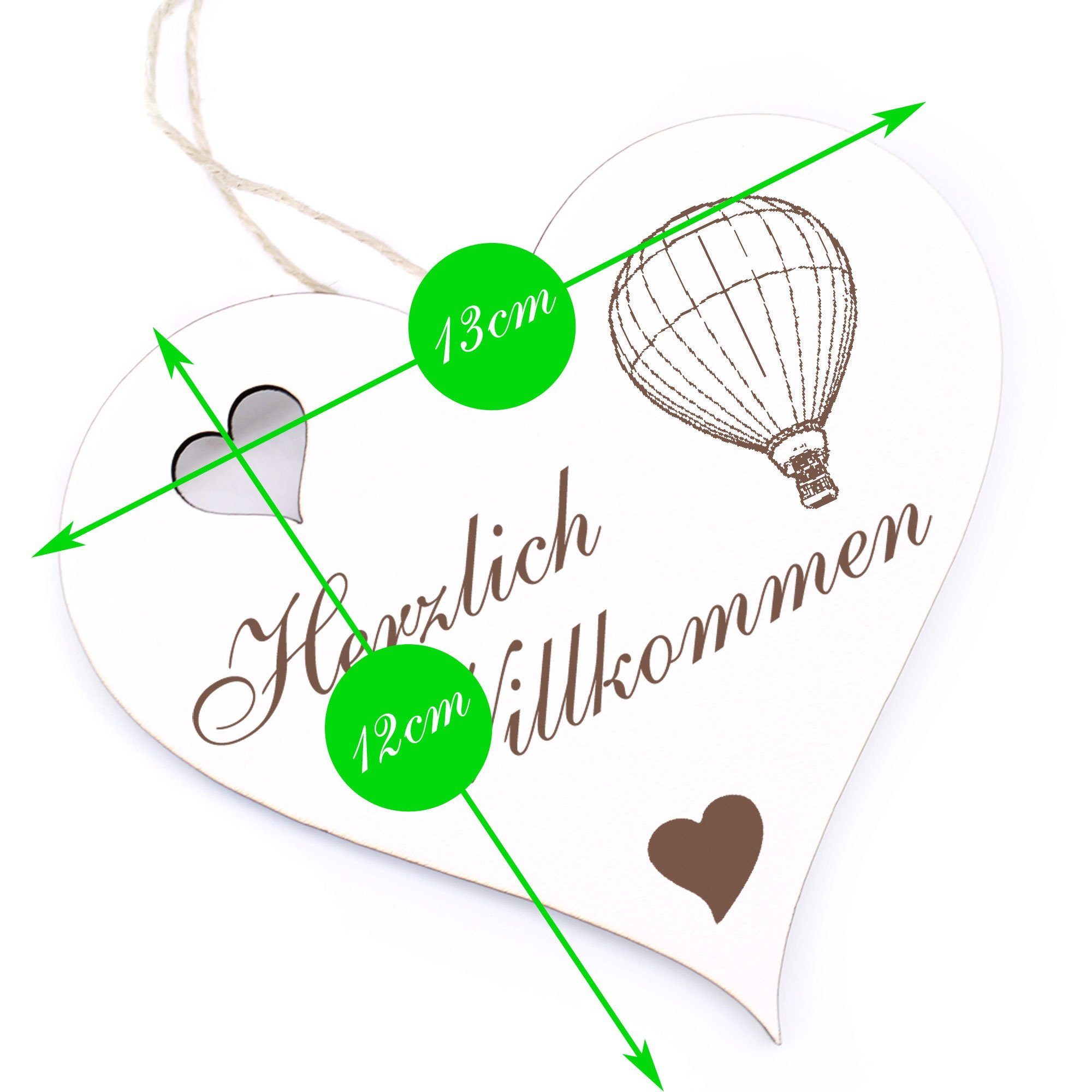 Willkommen - Heissluftballon - Dekolando 13x12cm Herzlich Hängedekoration