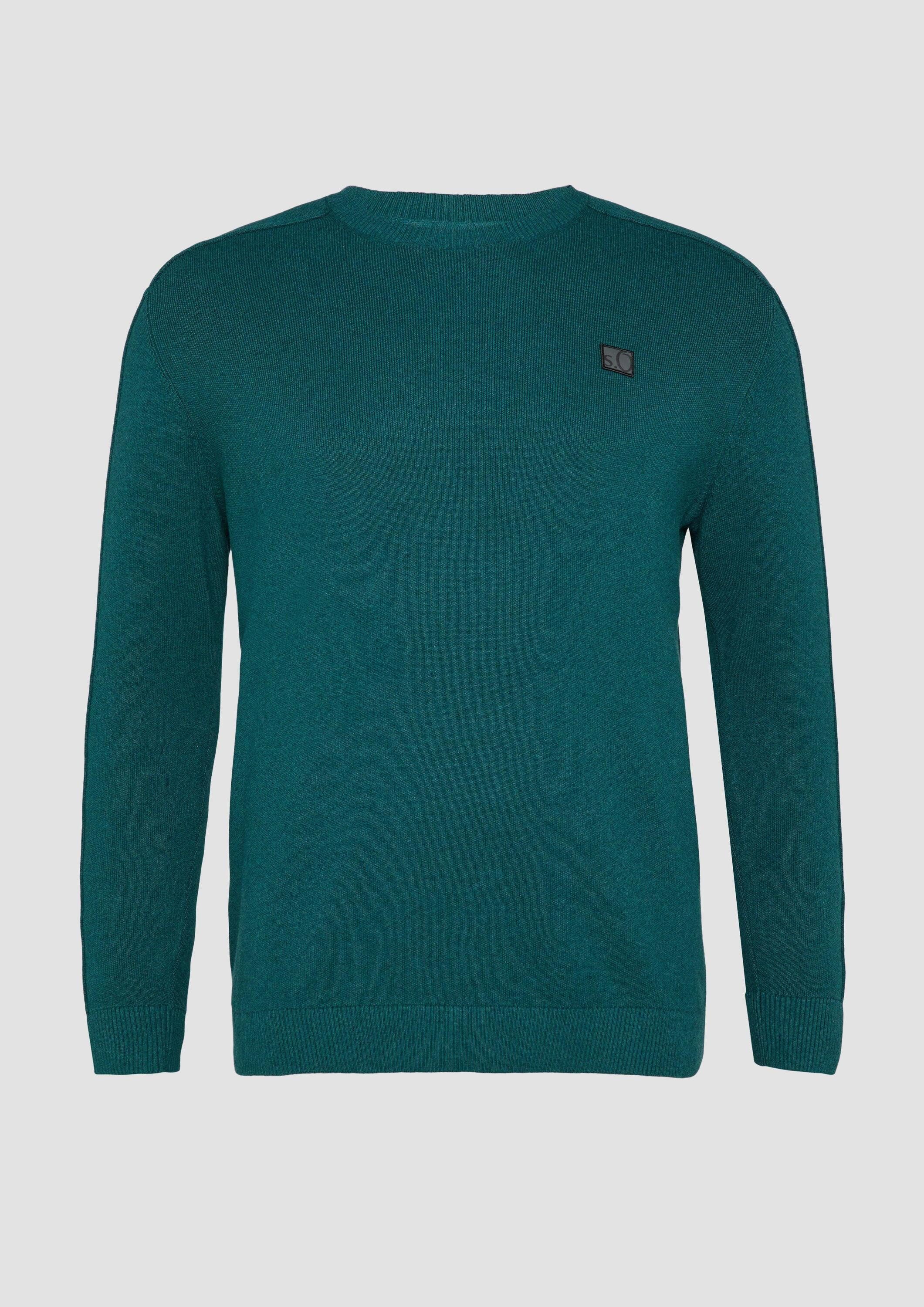 s.Oliver Longpullover Strickpullover Strickpullover mit Nahtdetails und Logo