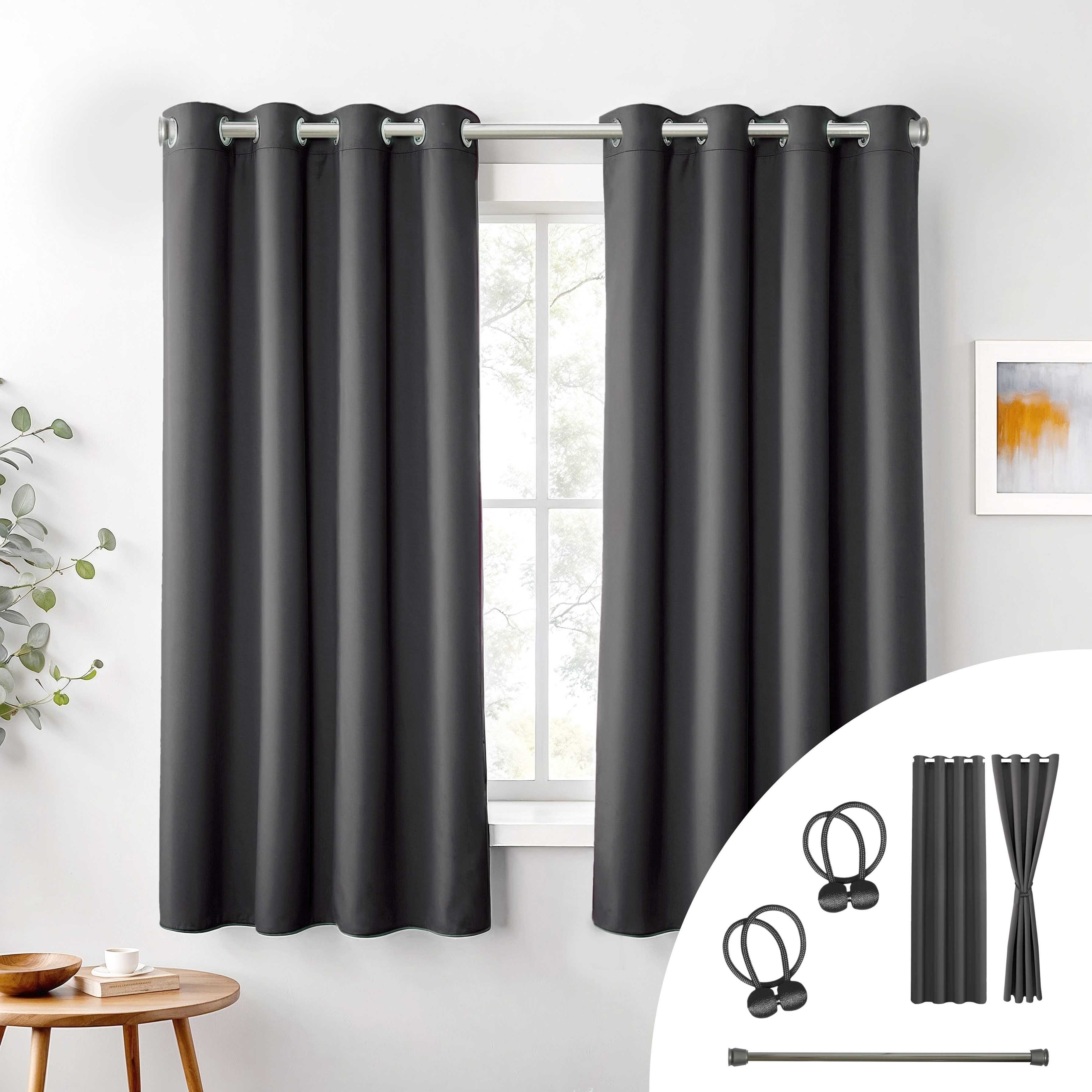Cozyor Verdunkelungsvorhang 2er-Set inkl. 2 Magnethalter, thermoisolierend, Gardinen blickdicht (2 St), Ösen, verdunkelnd, Mikrofaser Polyester