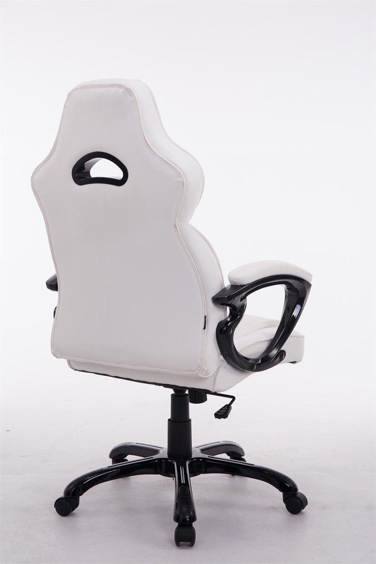 Bigo TPFLiving Sitzfläche: weiß geformter Gestell: - (Schreibtischstuhl, bequemer Bürostuhl schwarz mit Rückenlehne Kunstleder Chefsessel, XXL), Drehstuhl, Kunststoff Bürostuhl ergonomisch