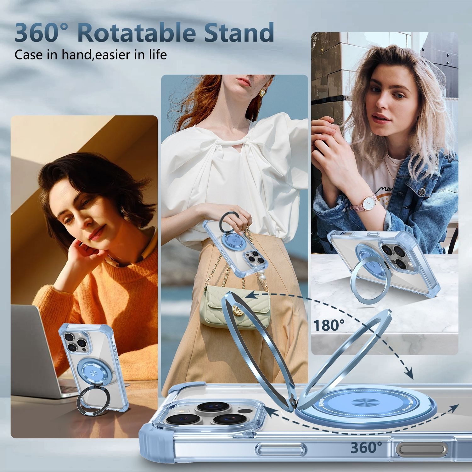 Wigento Handyhülle Für Apple iPhone 16 Pro Gold Shield Design CD MagSafe Hülle Case Blau, Gold Shield Hülle mit CD Muster und MagSafe