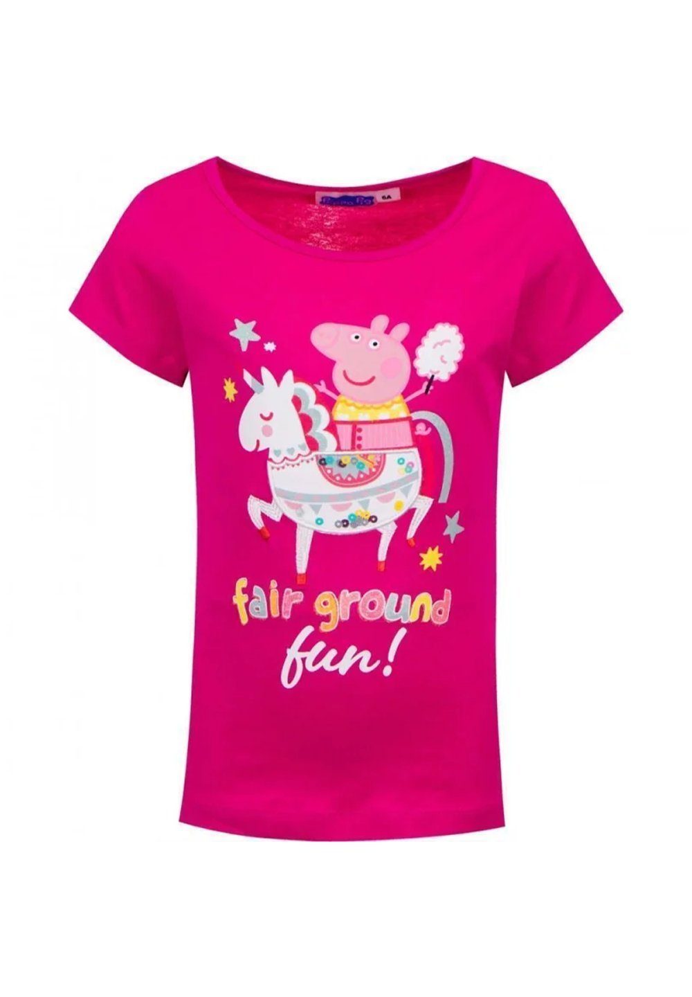 Peppa Pig T-Shirt Peppa Fair Ground Fun Mädchen Kurzarm-Shirt Oberteil Pink