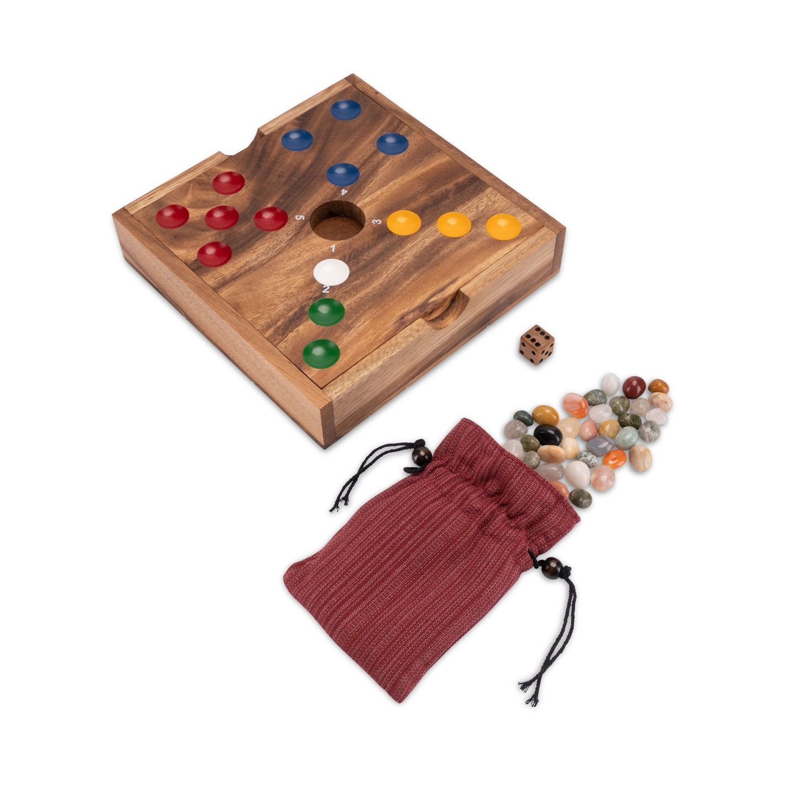 Logoplay Holzspiele Spielesammlung, Big Hole – Würfelspiel aus Holz mit bunten Edelsteinen für 2–6 SpielerHolzspielzeug