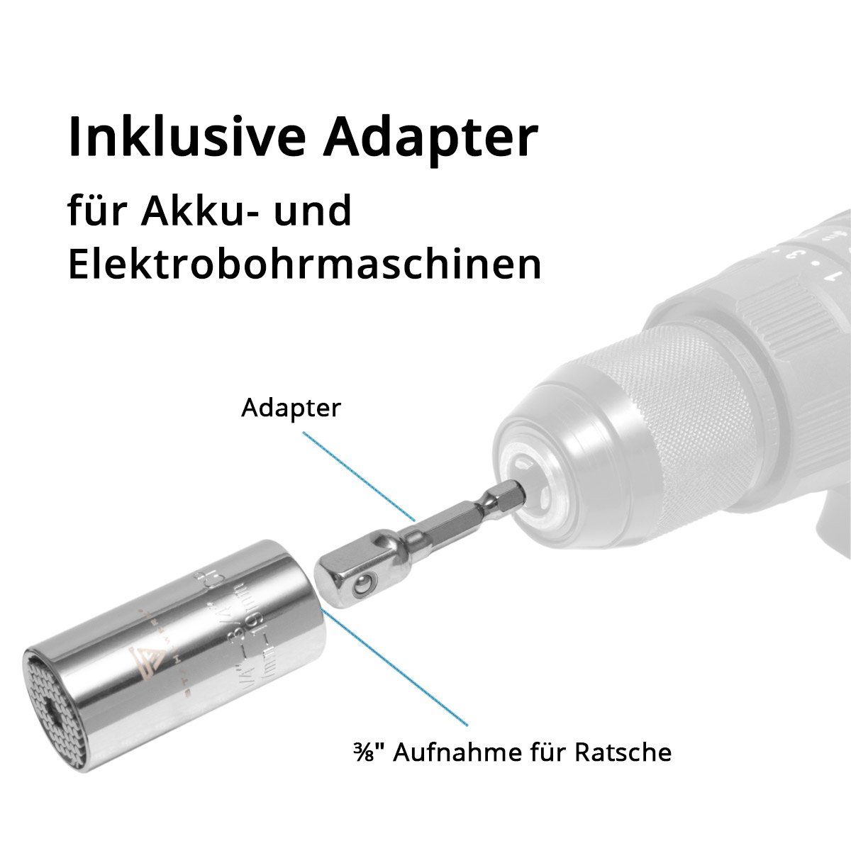 STAHLWERK Elektroschweißgerät Universalsteckschlüssel Adapter Umschaltknarre 3/8