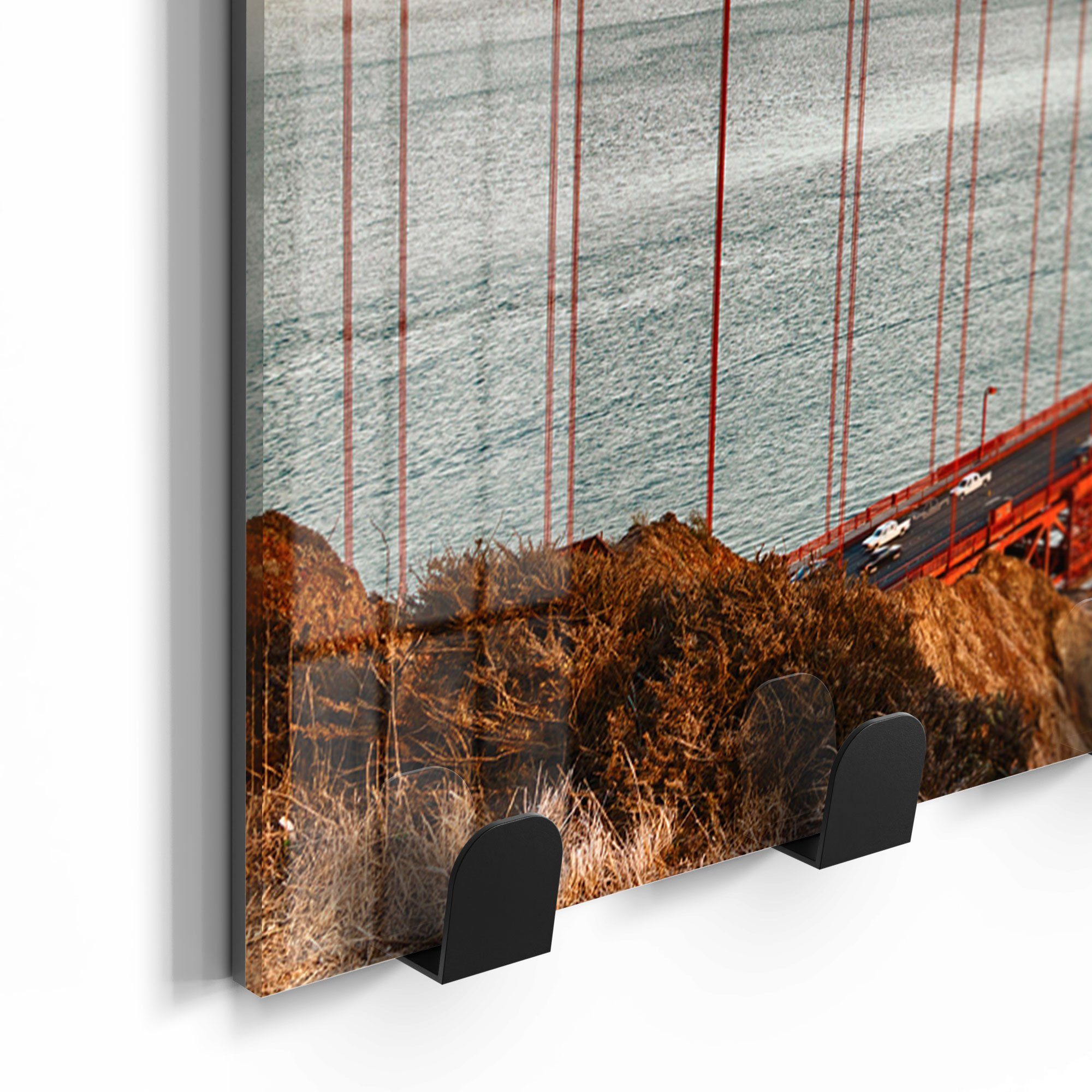 DEQORI Kleiderhaken 'Golden Gate Bridge', magnetisch Paneel Glas beschreibbar Garderobe