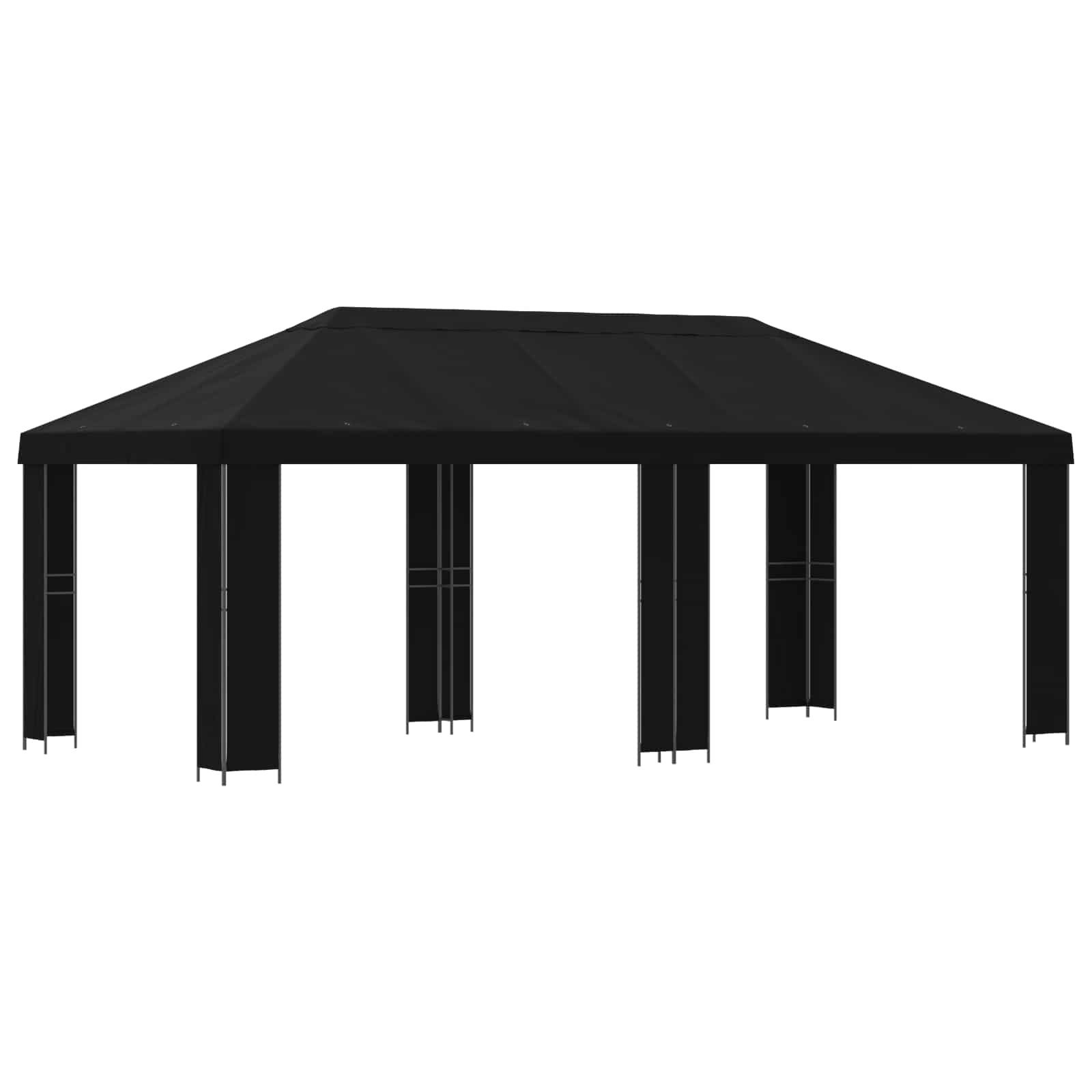 vidaXL Partyzelt Garten Pavillon 6 x 3 m Schwarz Polyester und Stahl 190