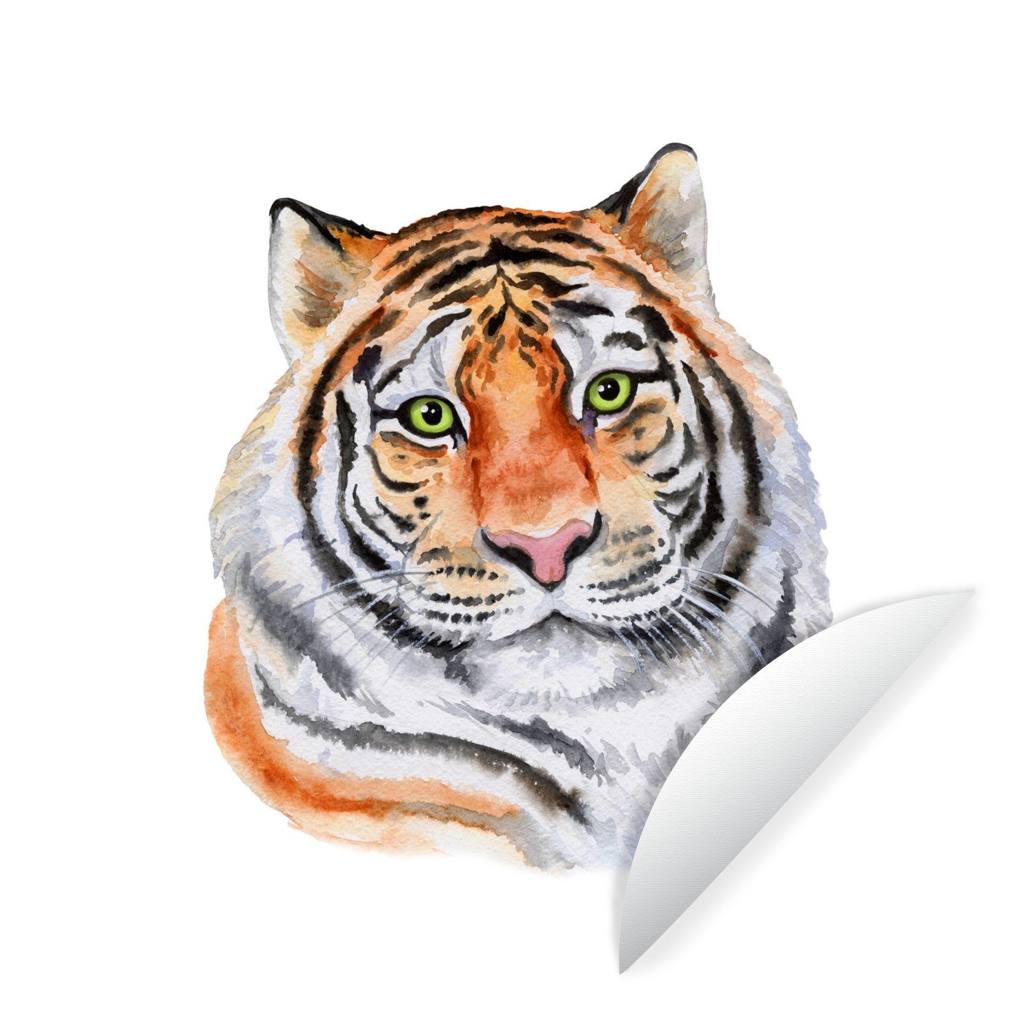 MuchoWow Wandsticker Tiger - Augen - Grün (1 St), Tapetenkreis für Kinderzimmer, Tapetenaufkleber, Rund, Wohnzimmer