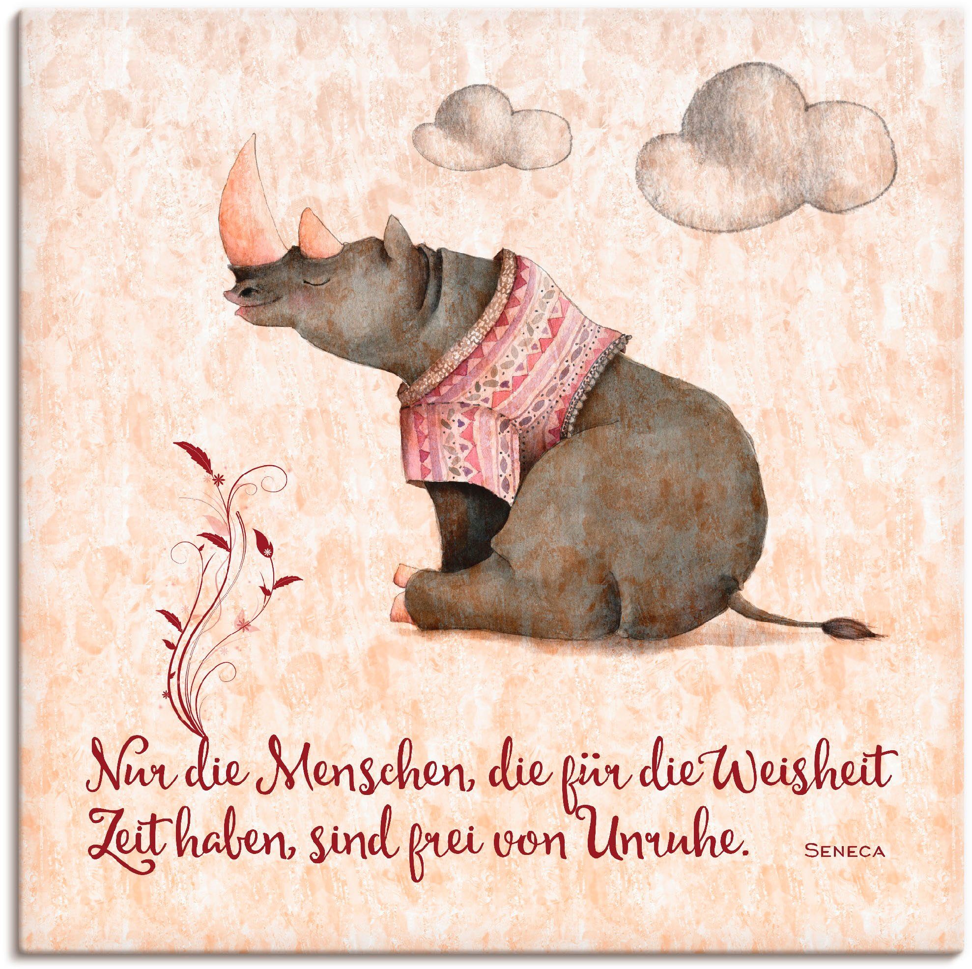 Artland Leinwandbild Lebensweisheit Zeit, Tiere (1 St), auf Holzrahmen gespannt