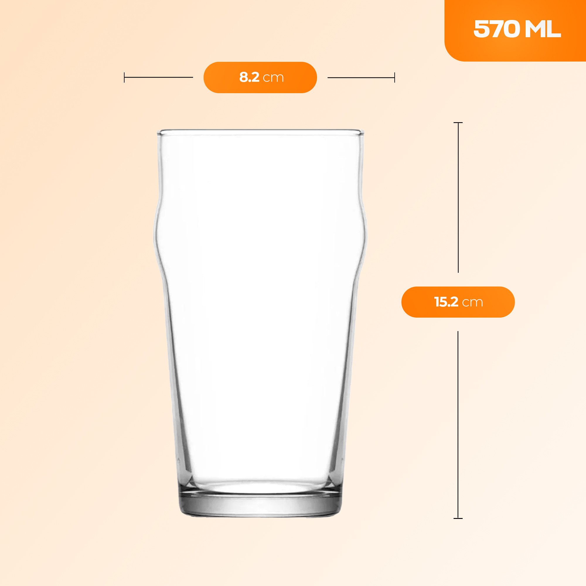 LAV Gläser-Set Noniq Bierglas, 6-tlg., Glas, 6er Set, 570ml, Ideal für Bier, Cider, Softdrinks oder Wasser.
