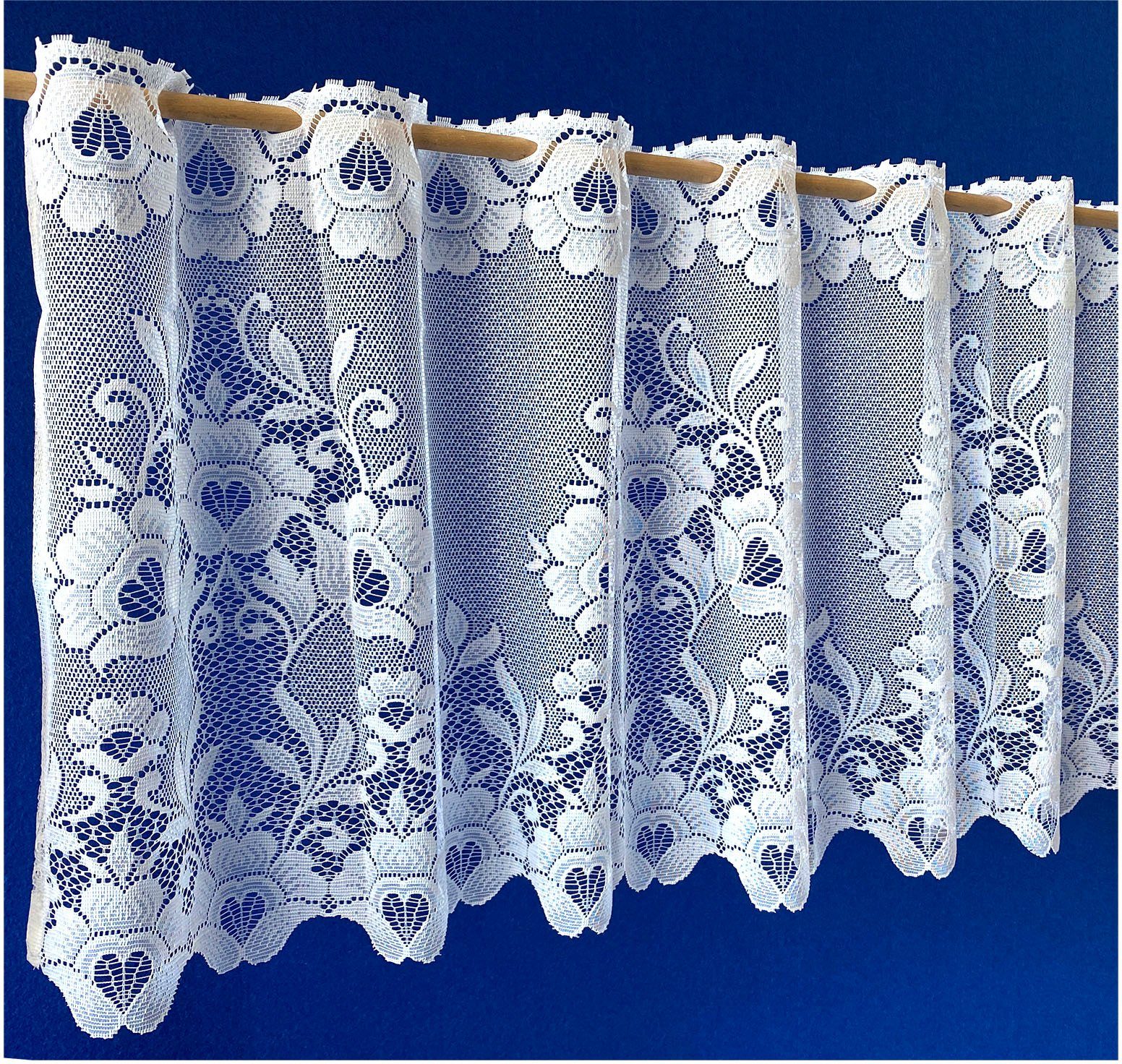 geblümt, floral, Gardine, Marburg, (1 Durchzuglöcher Weckbrodt, St), Bistro, Scheibengardine Jacquard, Stangendurchzug halbtransparent, Jacquard,