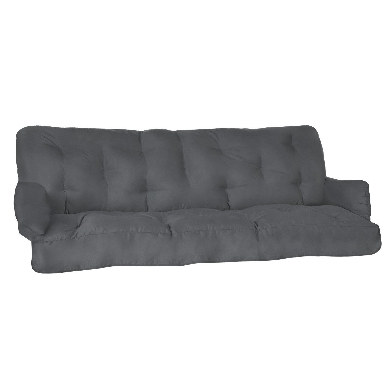 Beautissu Sitzauflage Sitzkissen für Hollywoodschaukel Flair HS, 180x50x8cm, Graphit, Garten Auflage mit Zwei Kissen, Polster für Gartenbank Polsterauflage