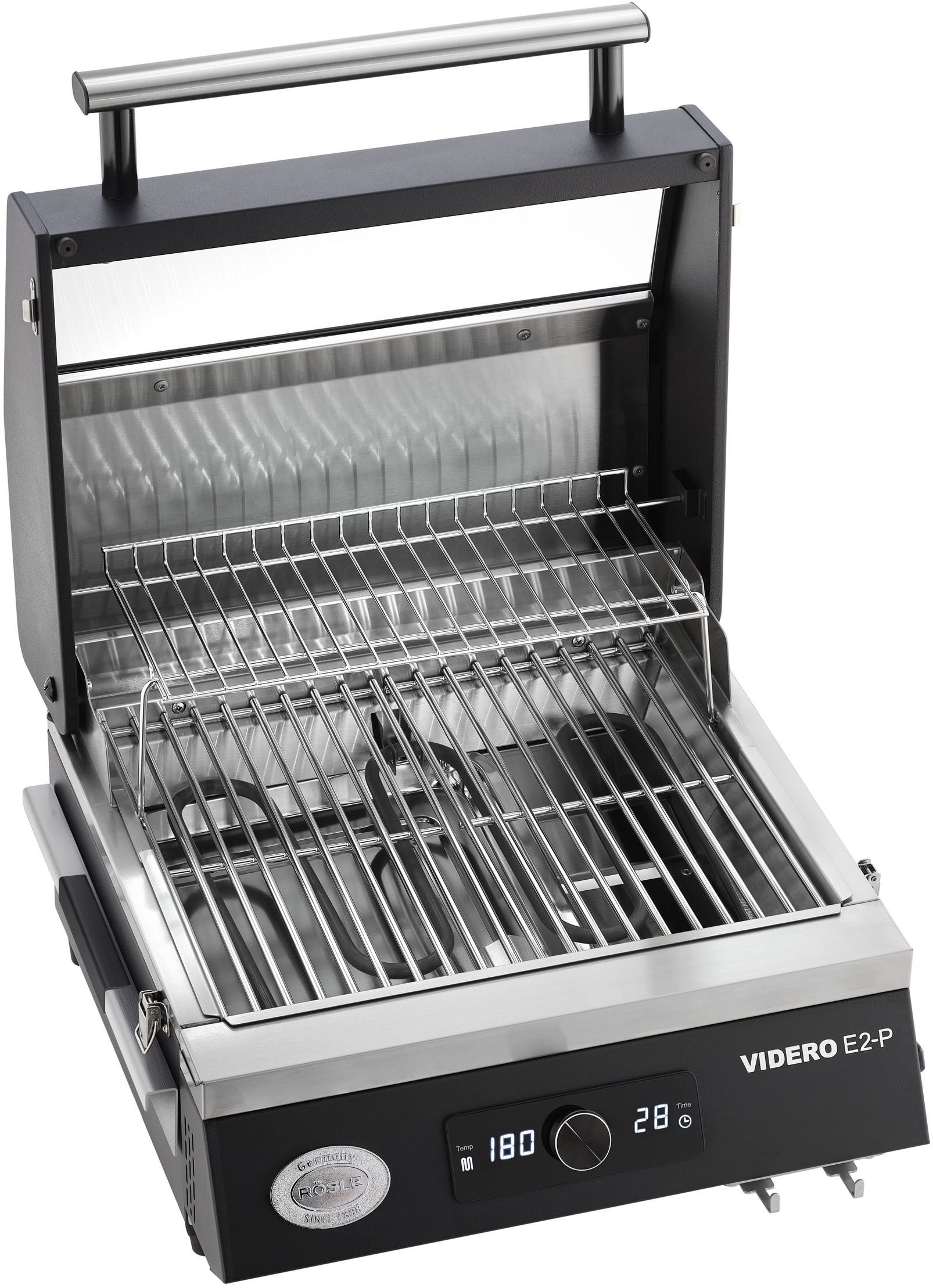 RÖSLE Elektrogrill BBQ-Portable Videro E2-P, 2800 W, tragbar, Variable Temperatursteuerung, Betrachtungsfenster