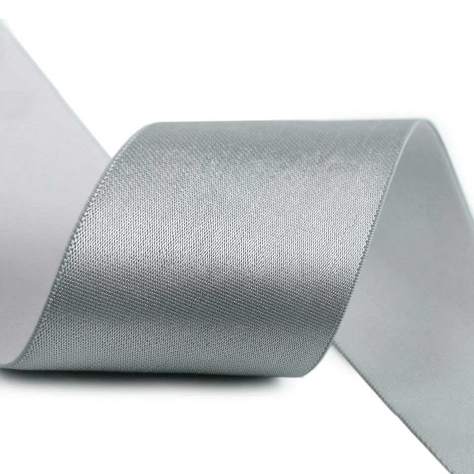 maDDma Satinband Glanz-Satin Gummiband 2m x 5cm Gummilitze 50mm, grau