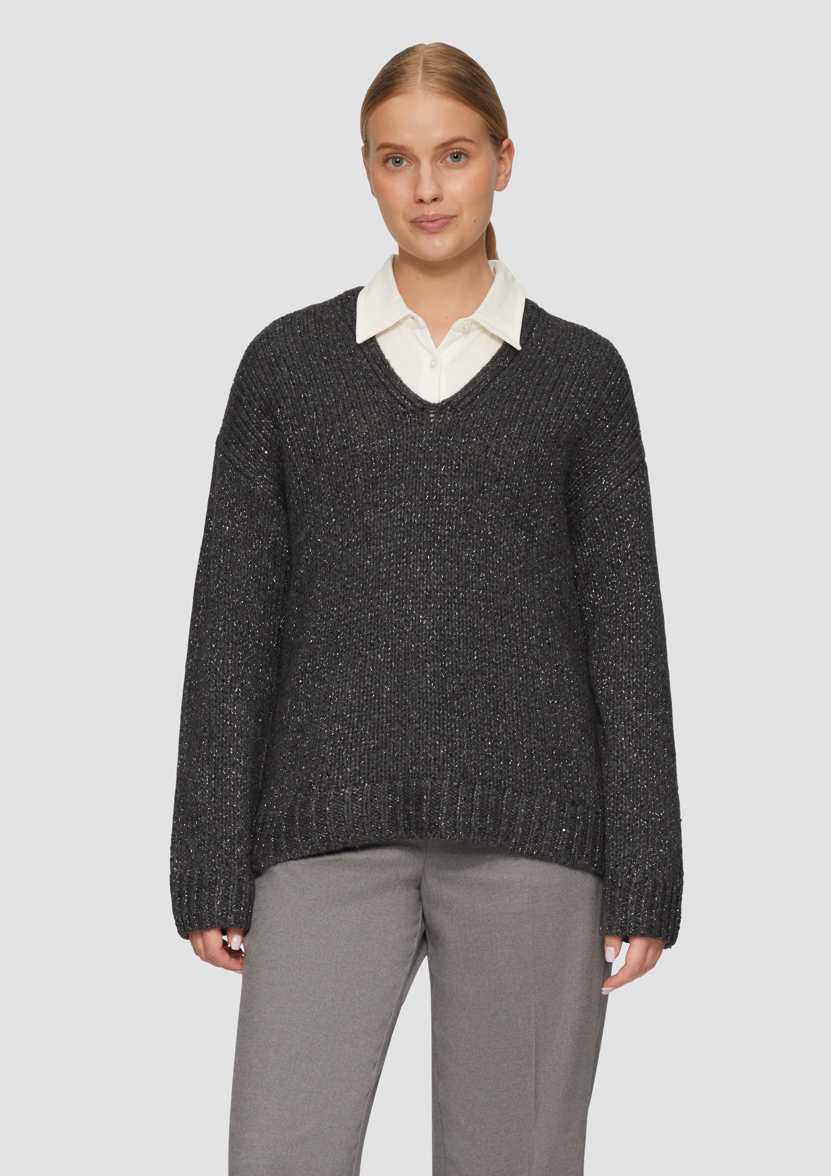 Strickpullover Oversized Strickpullover mit Glitzergarn und Pailletten