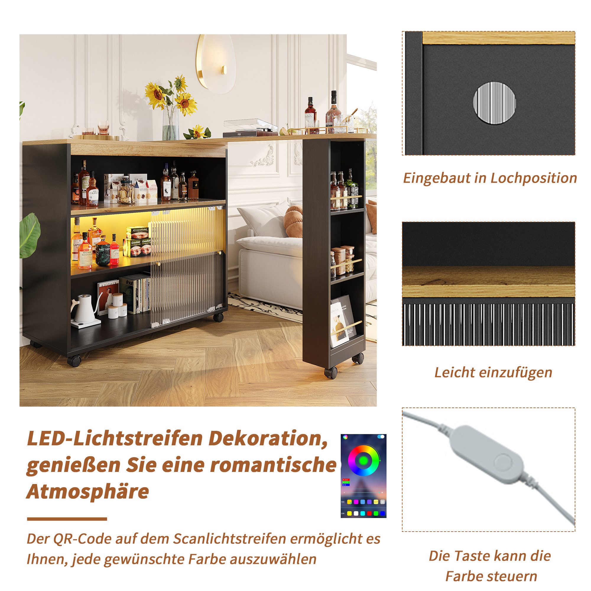 i@home Bartisch Moderner Beweglicher Bar Table, günstig online kaufen