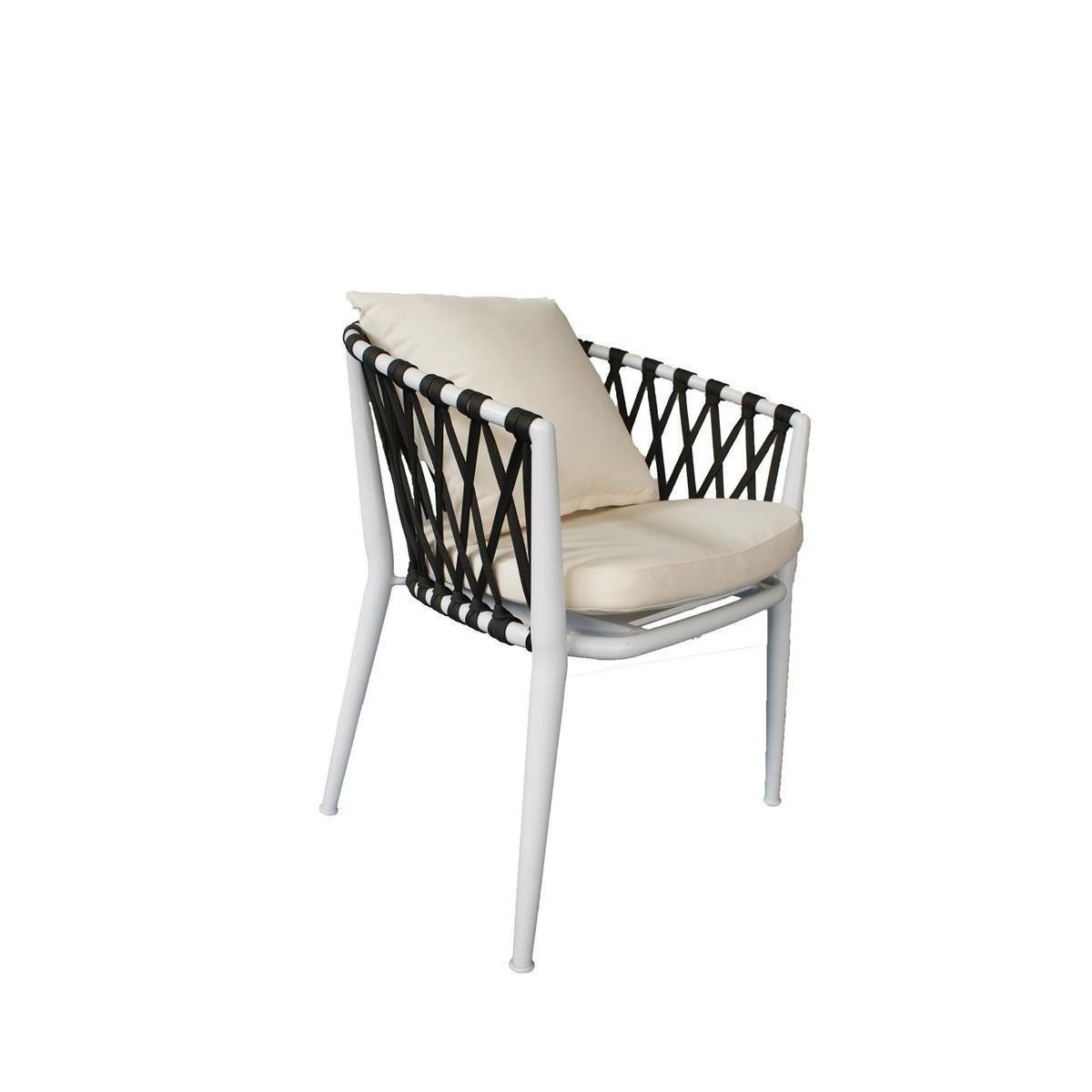 BOURGH Esszimmerstuhl ATHEN Esstischstuhl - Stuhl mit Rope-Geflecht, weißer Aluminium Rahmen (1 St)