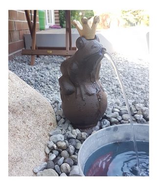 GartenHero Zierbrunnen Wasserspiel Froschkönig mit Pumpe Wasserspeier Gartenfigur Springbrunnen Teich, Mit Pumpe