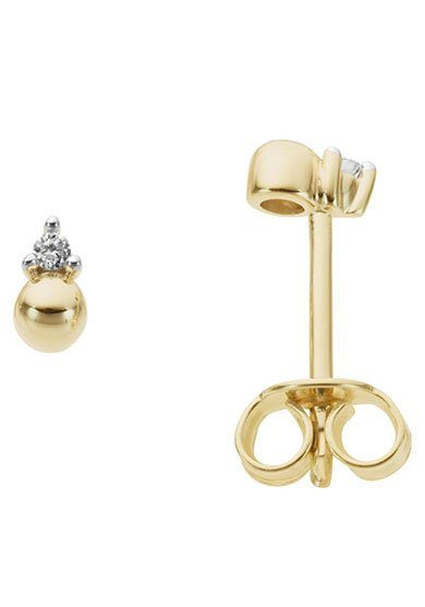 Paar Ohrstecker Schmuck Geschenk Gold 333 Ohrschmuck Kugel Dreieck Solitär