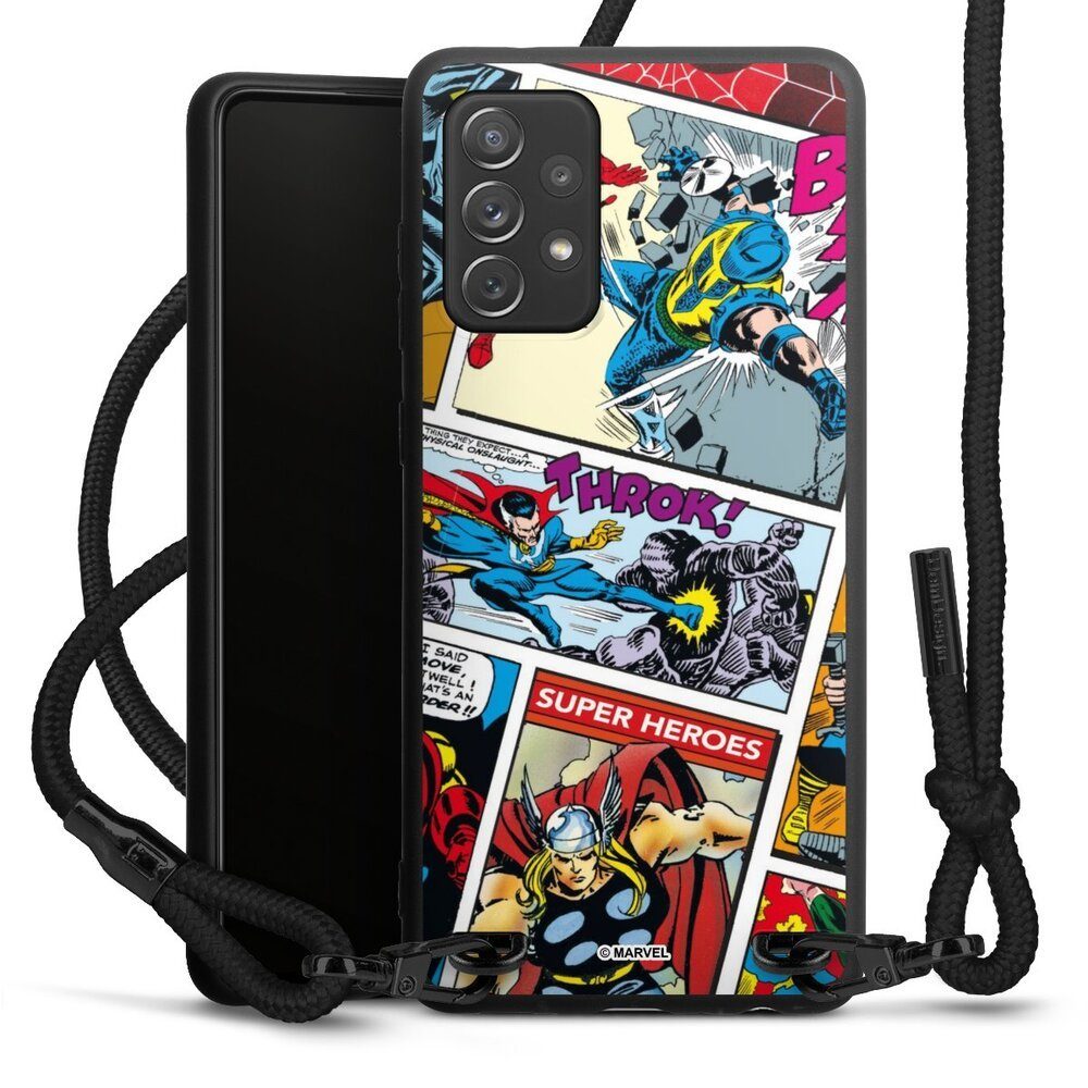 DeinDesign Handyhülle Marvel Retro Comic Blue, Samsung Galaxy A72 Premium Handykette Hülle mit Band Case zum Umhängen