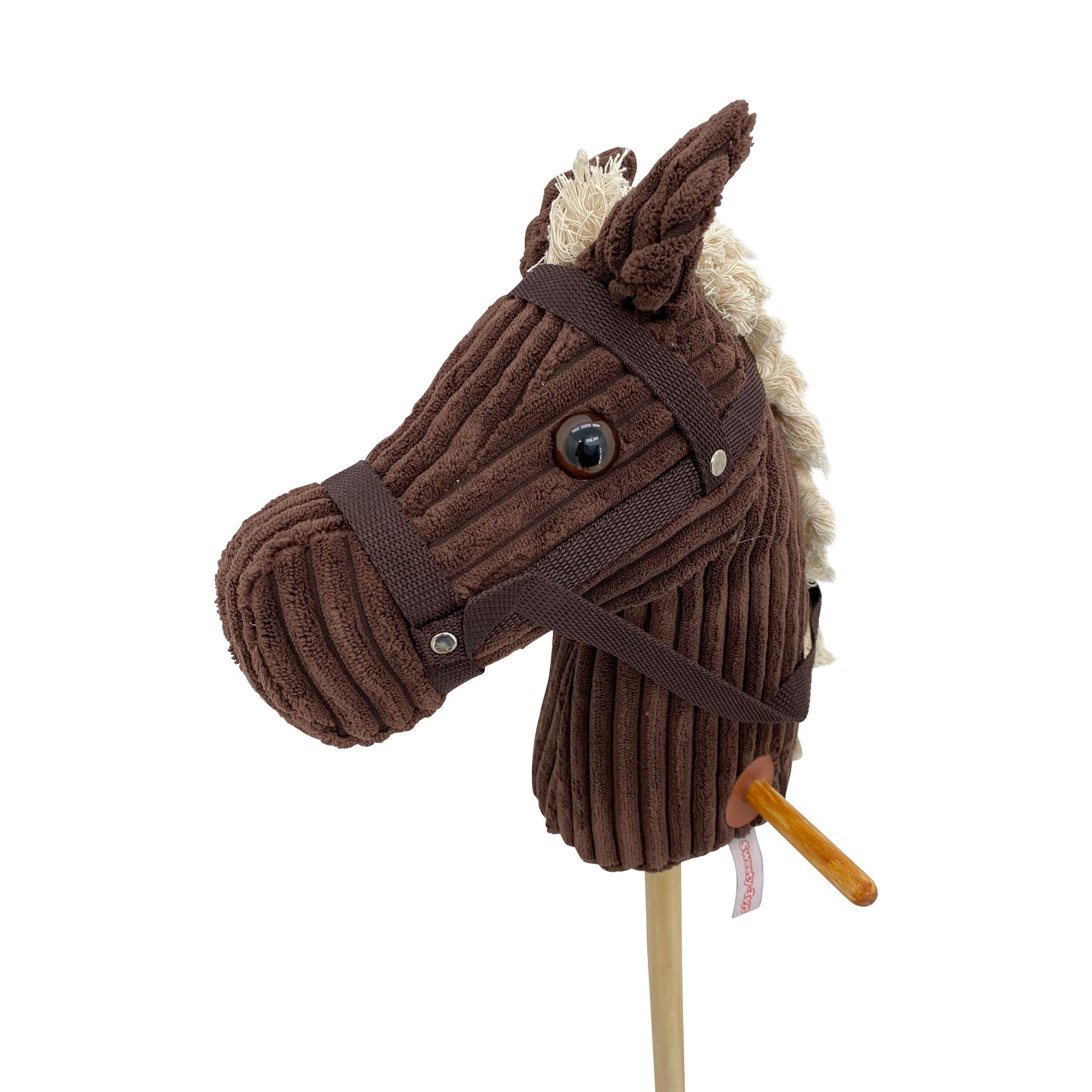 Sweety-Toys Steckenpferd Sweety-Toys 6762 BROWN CORD COTTON Steckenpferd mit Soundfunktion, mit Sound